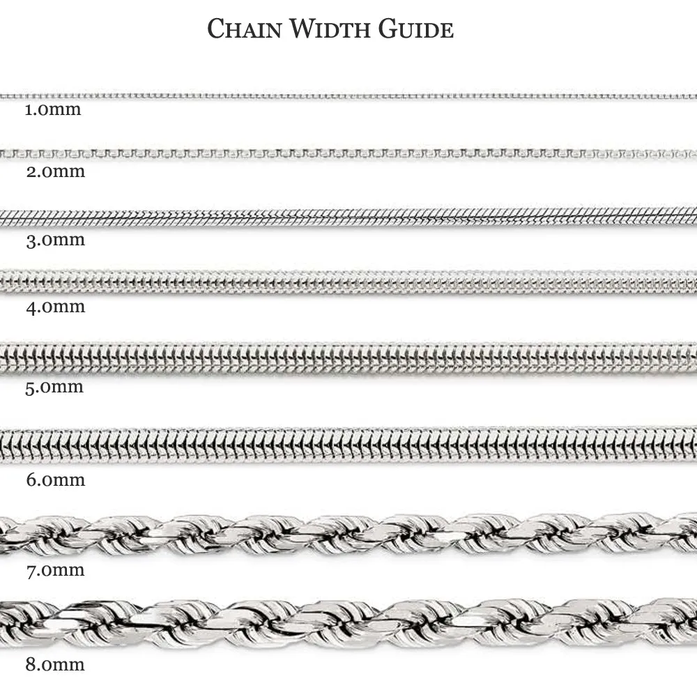 1.3mm Platinum Solid Loose Rope Chain Necklace