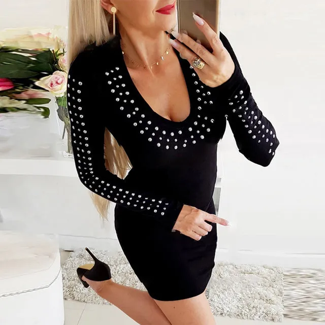 2022 Bubble Beads Long Sleeve Autumn  Dress