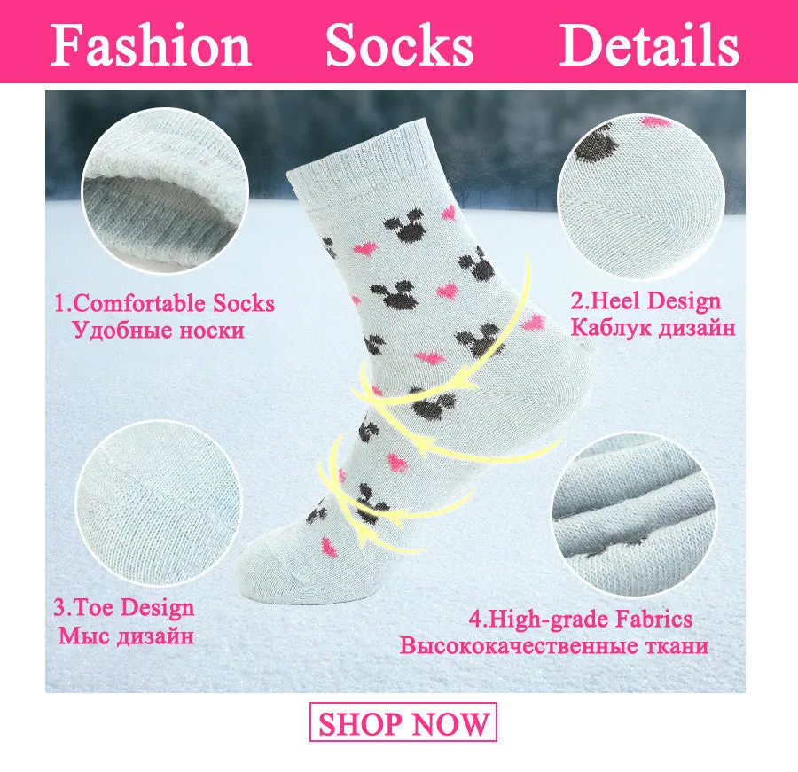 5 Pairs Lot Winter Cashmere Wool Warm Comfortable Socks for Women