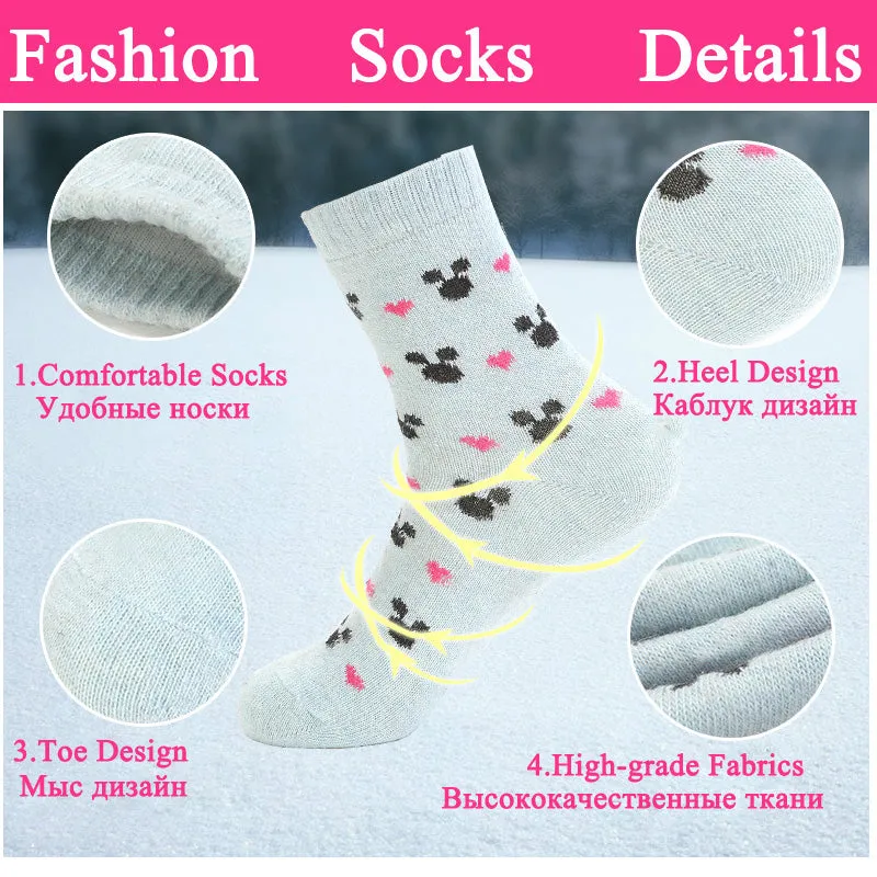 5 Pairs Lot Winter Cashmere Wool Warm Comfortable Socks for Women