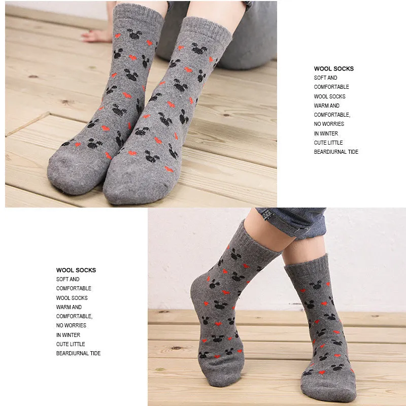 5 Pairs Lot Winter Cashmere Wool Warm Comfortable Socks for Women