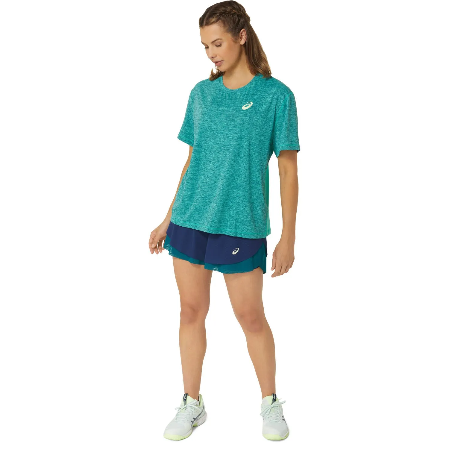 Asics T-Shirt Nagino Loose Tee Dames Groen