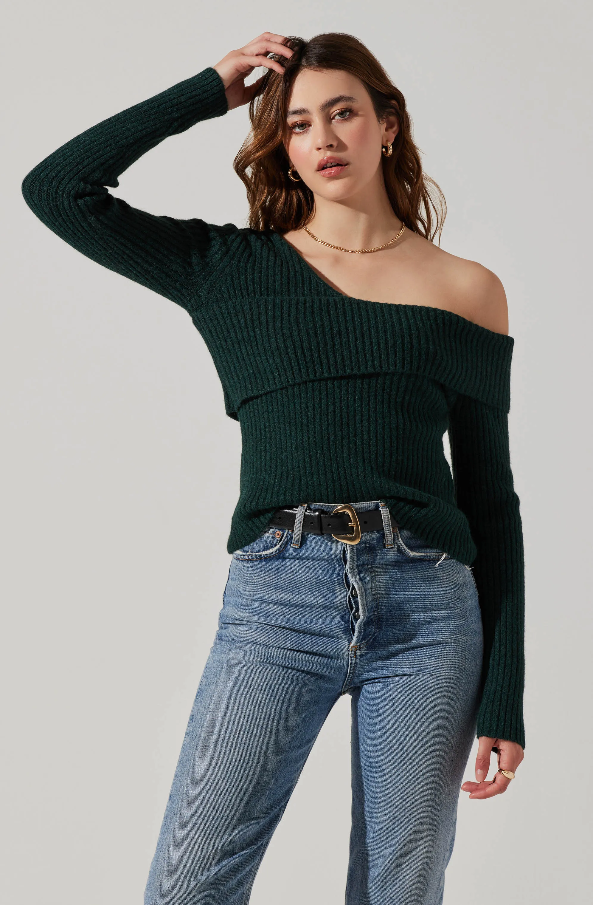 Asymmetrical Foldover Sweater