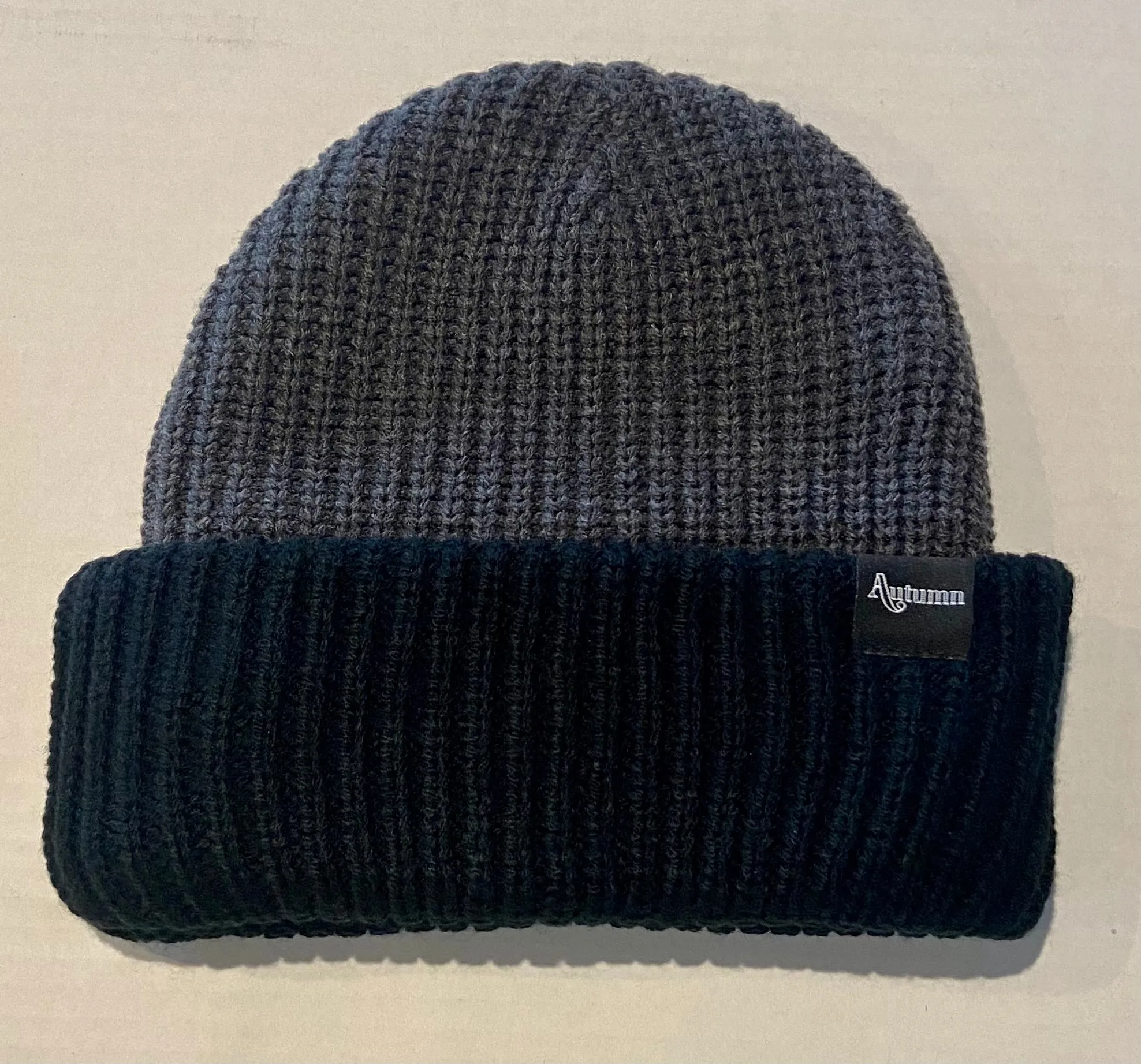 Autumn Headwear Simple Two Toned Beanie - Black