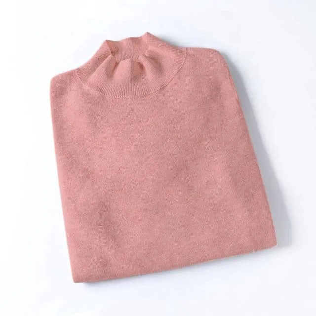 Autumn Winter Cashmere Knitted Women's Turtleneck Pullover Sweaters