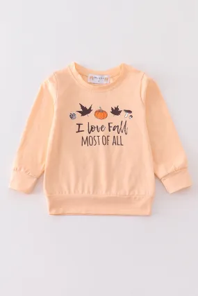 Beige fall pumpkin girl top