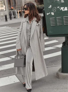 Beige Oversized Belted Coat - Mulder