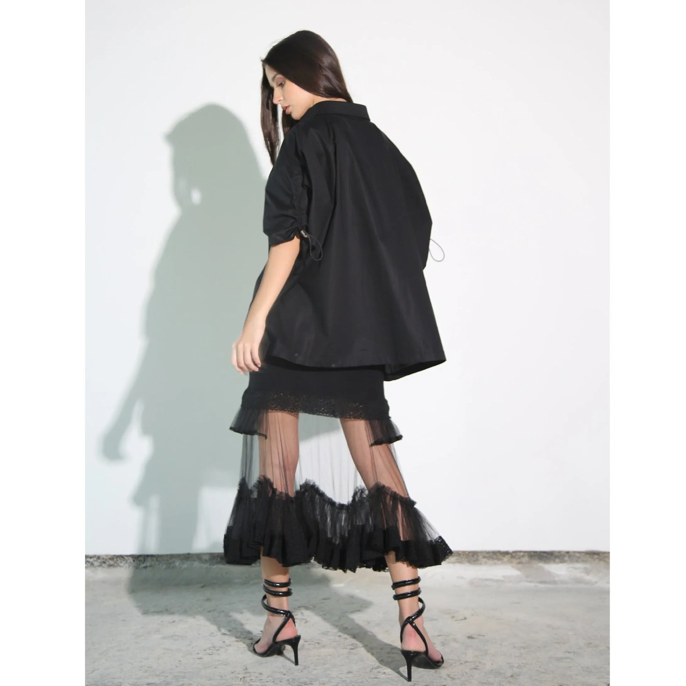 Black Cotton Oversized Shirt