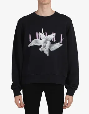 Black Dual Doves Oversized Sweatshirt -