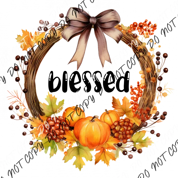 Blessed Fall Grapevine Wreath DTF Transfer