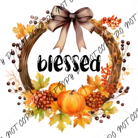 Blessed Fall Grapevine Wreath DTF Transfer