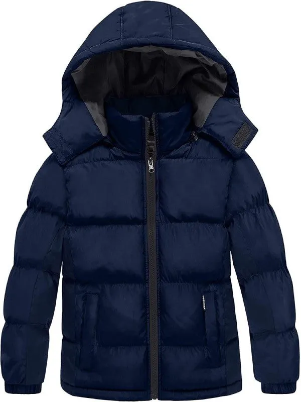 Boys Padded Winter Coat Warm Puffer Jacket with Hood Windproof