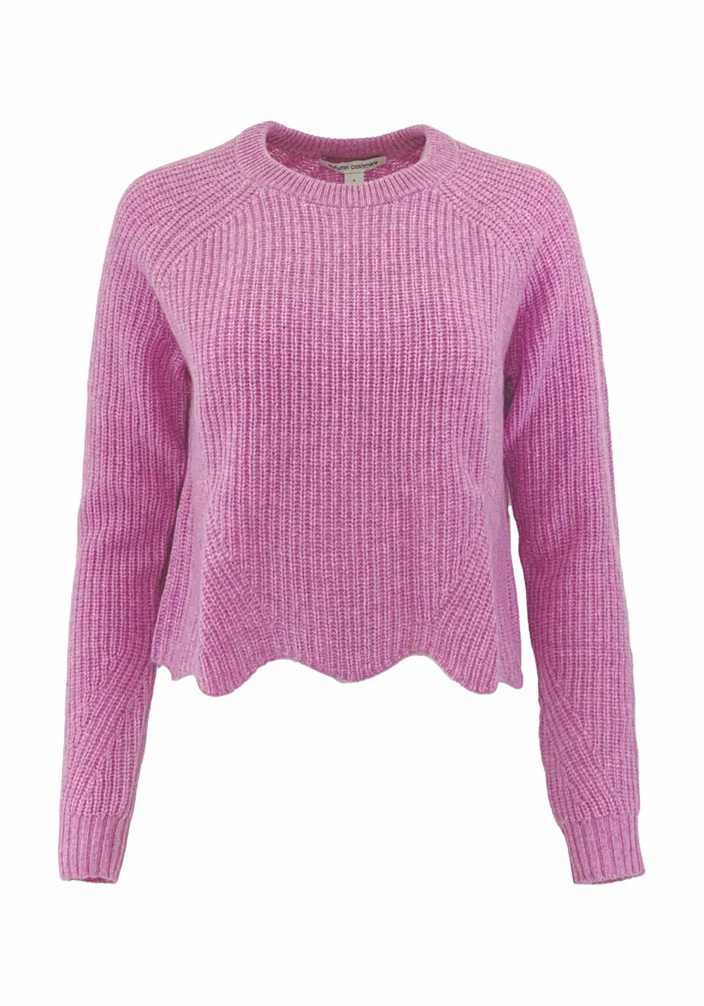 CASHMERE SCALLOPED SHAKER SWEATER (BERRY FROST) - AUTUMN CASHMERE