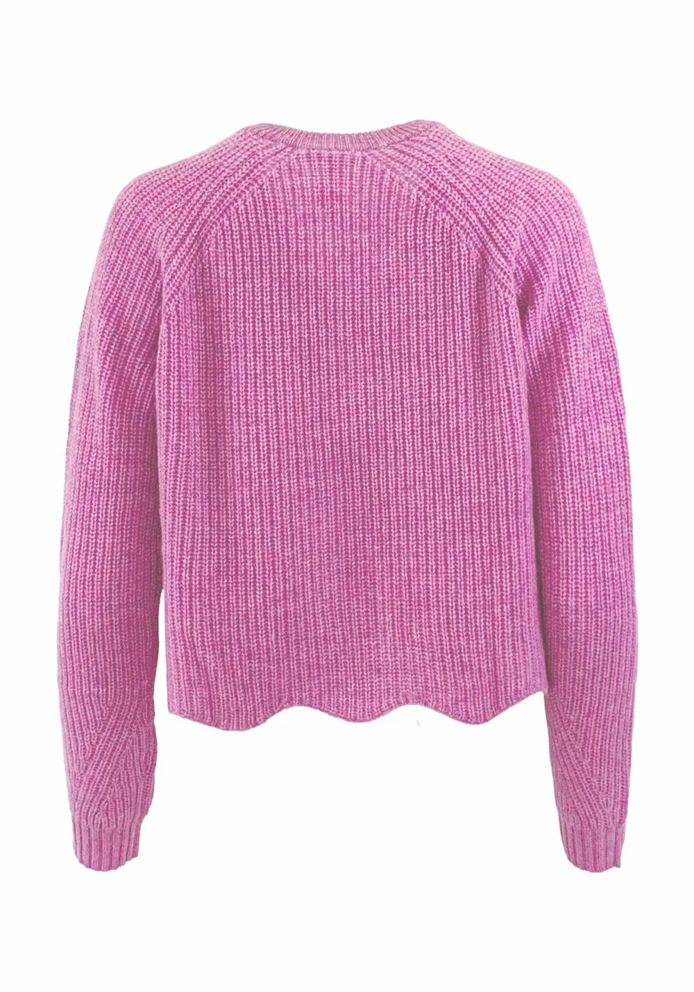 CASHMERE SCALLOPED SHAKER SWEATER (BERRY FROST) - AUTUMN CASHMERE