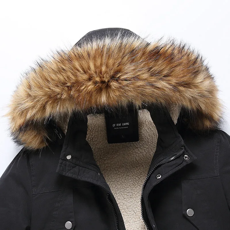 Casual Warm Long Fur Collar Men's Jacket