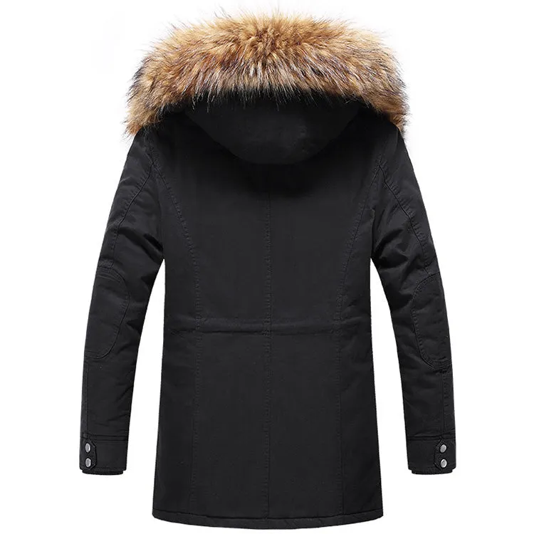 Casual Warm Long Fur Collar Men's Jacket