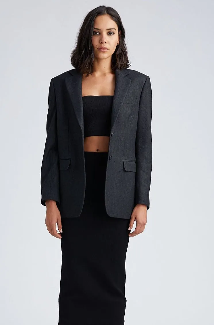 Charcoal Wool Oversized Blazer