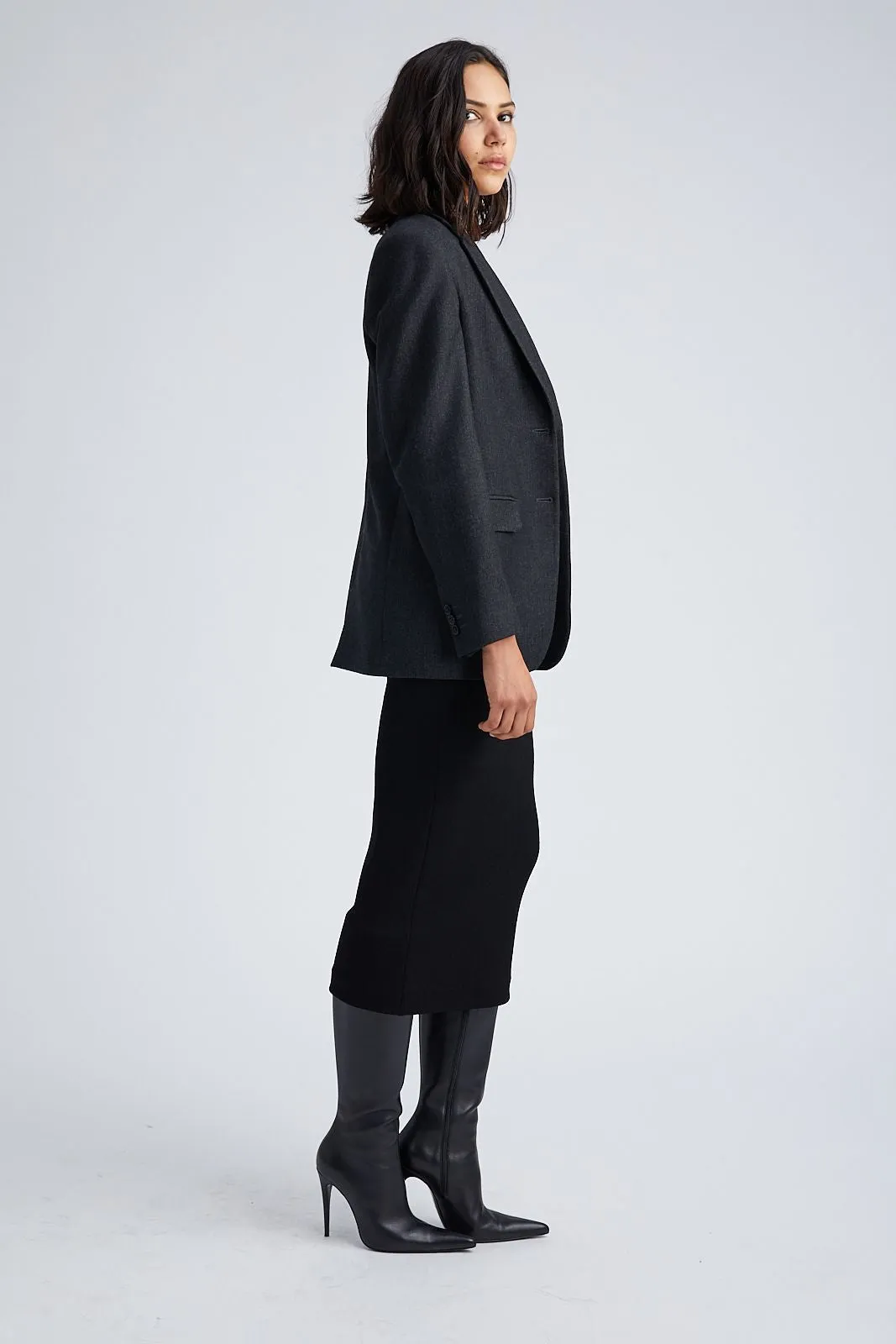 Charcoal Wool Oversized Blazer