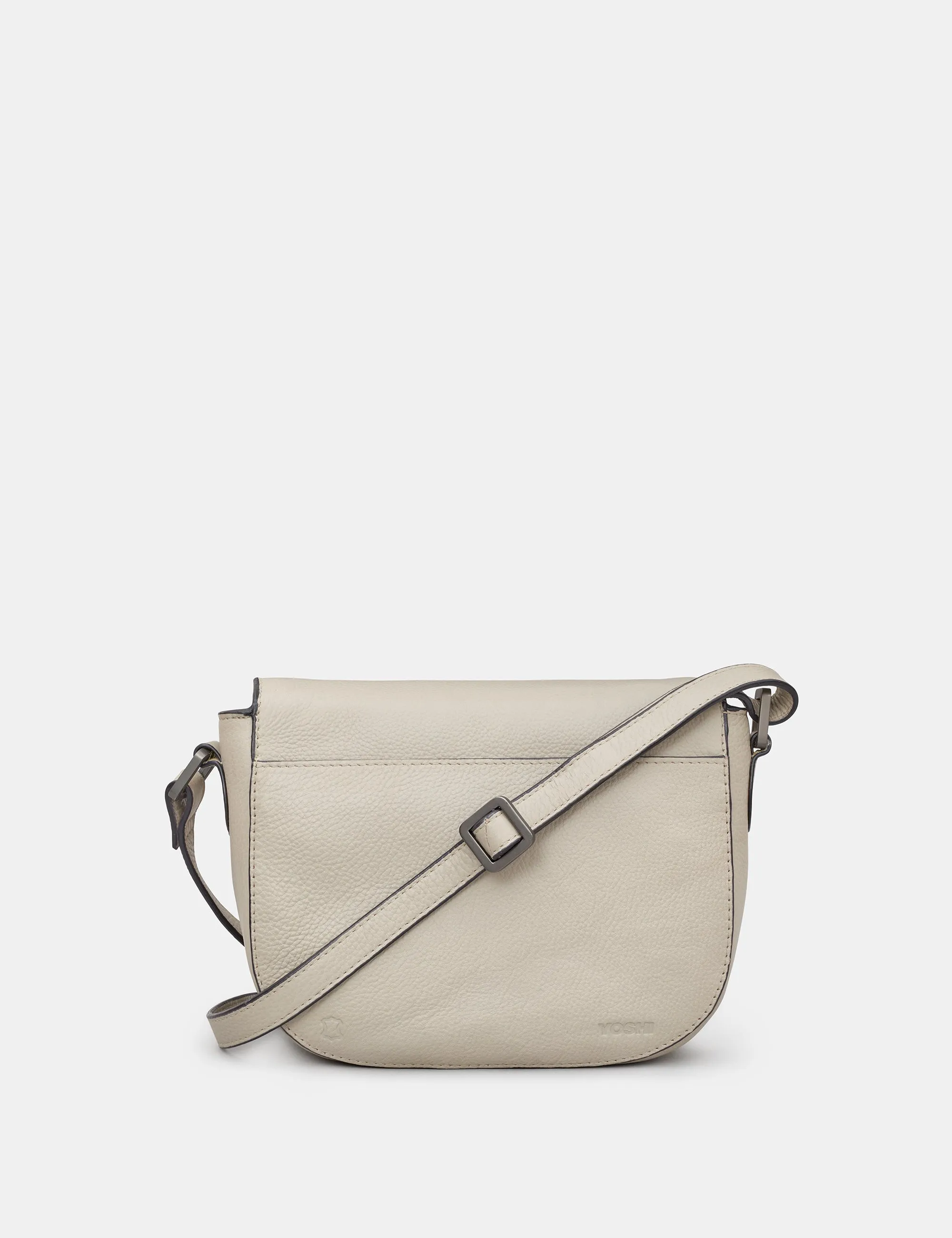 Clarendon Warm Grey Leather Flap Over Cross Body Bag