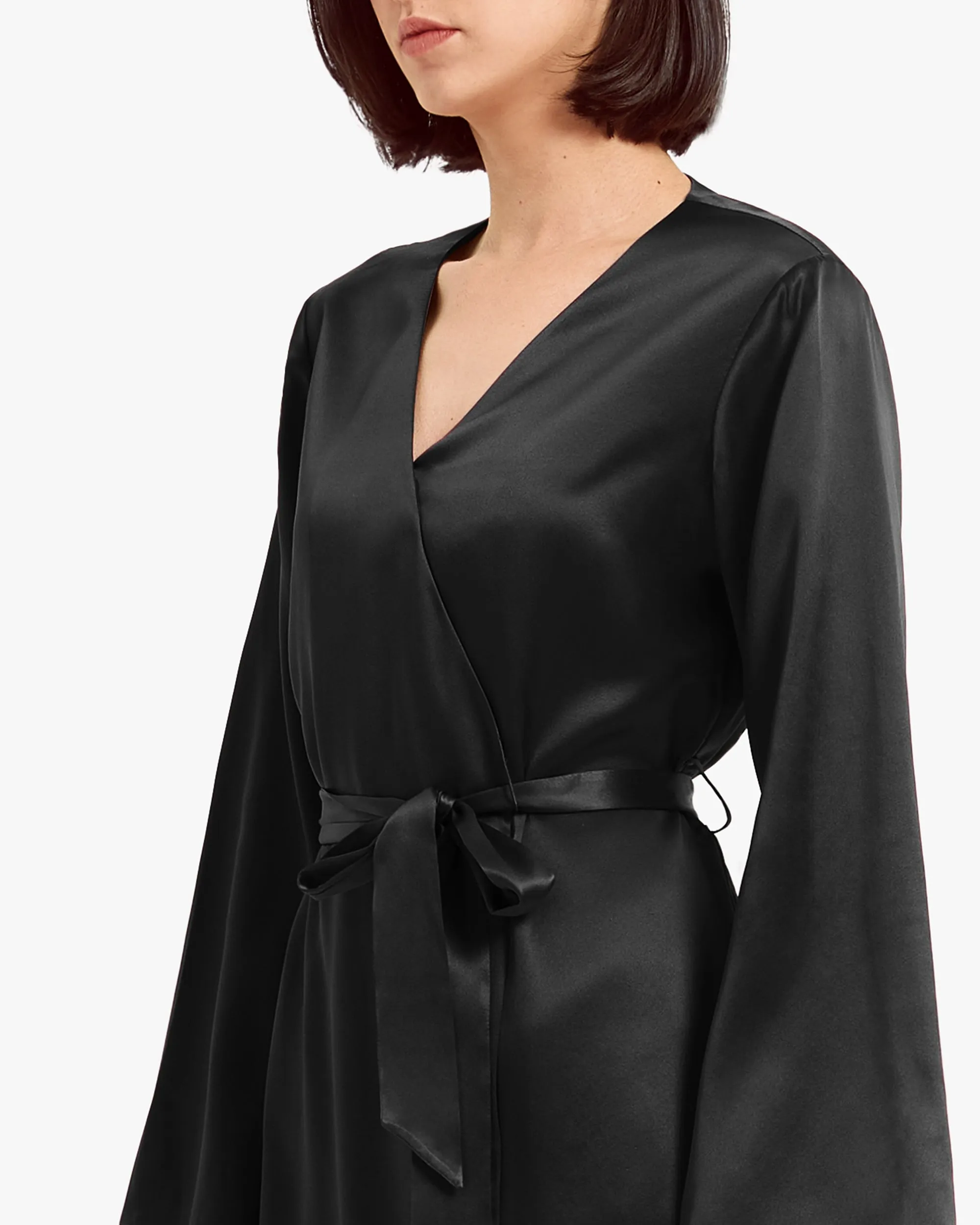 Clearance Loose Collarless Silk Robe