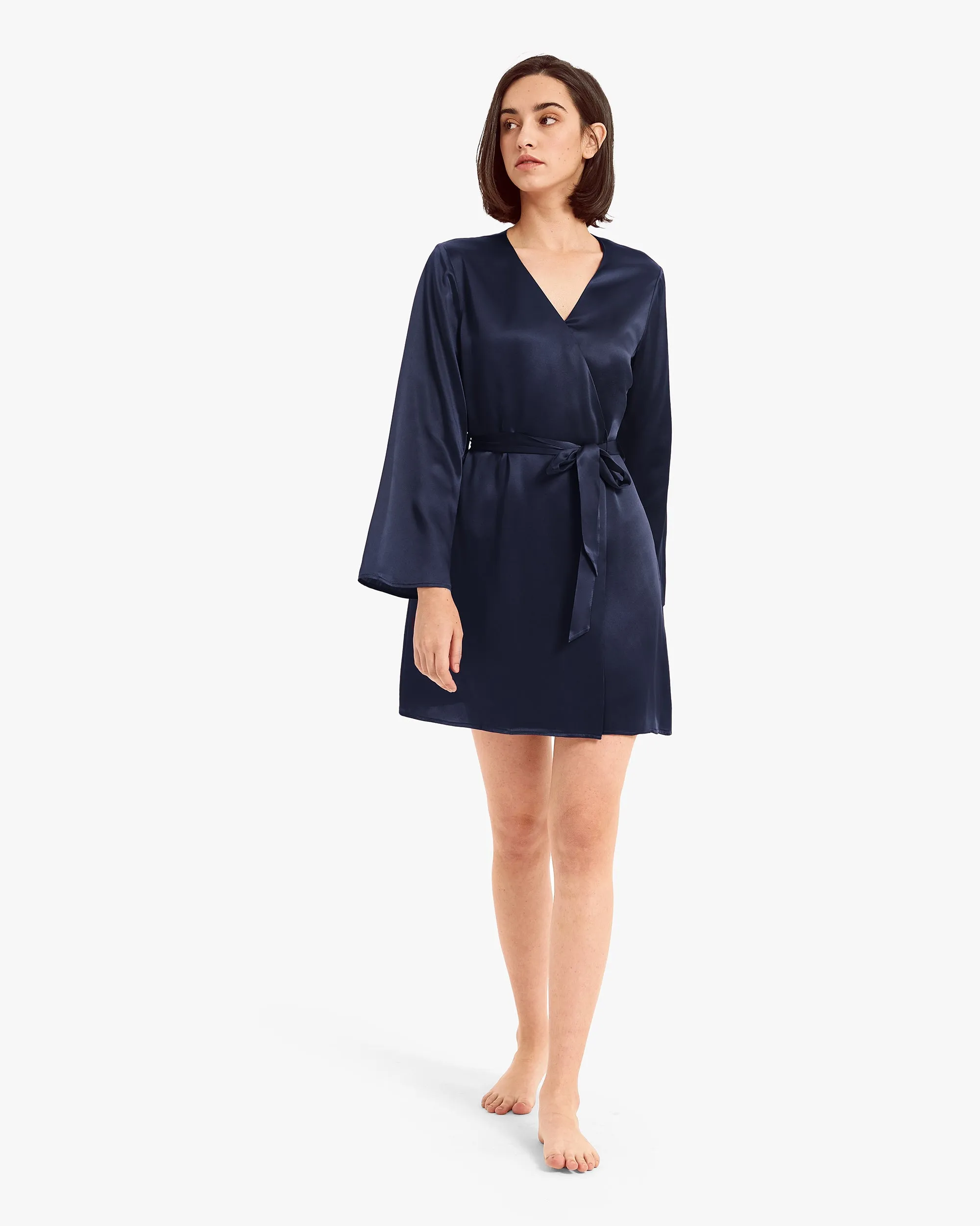 Clearance Loose Collarless Silk Robe