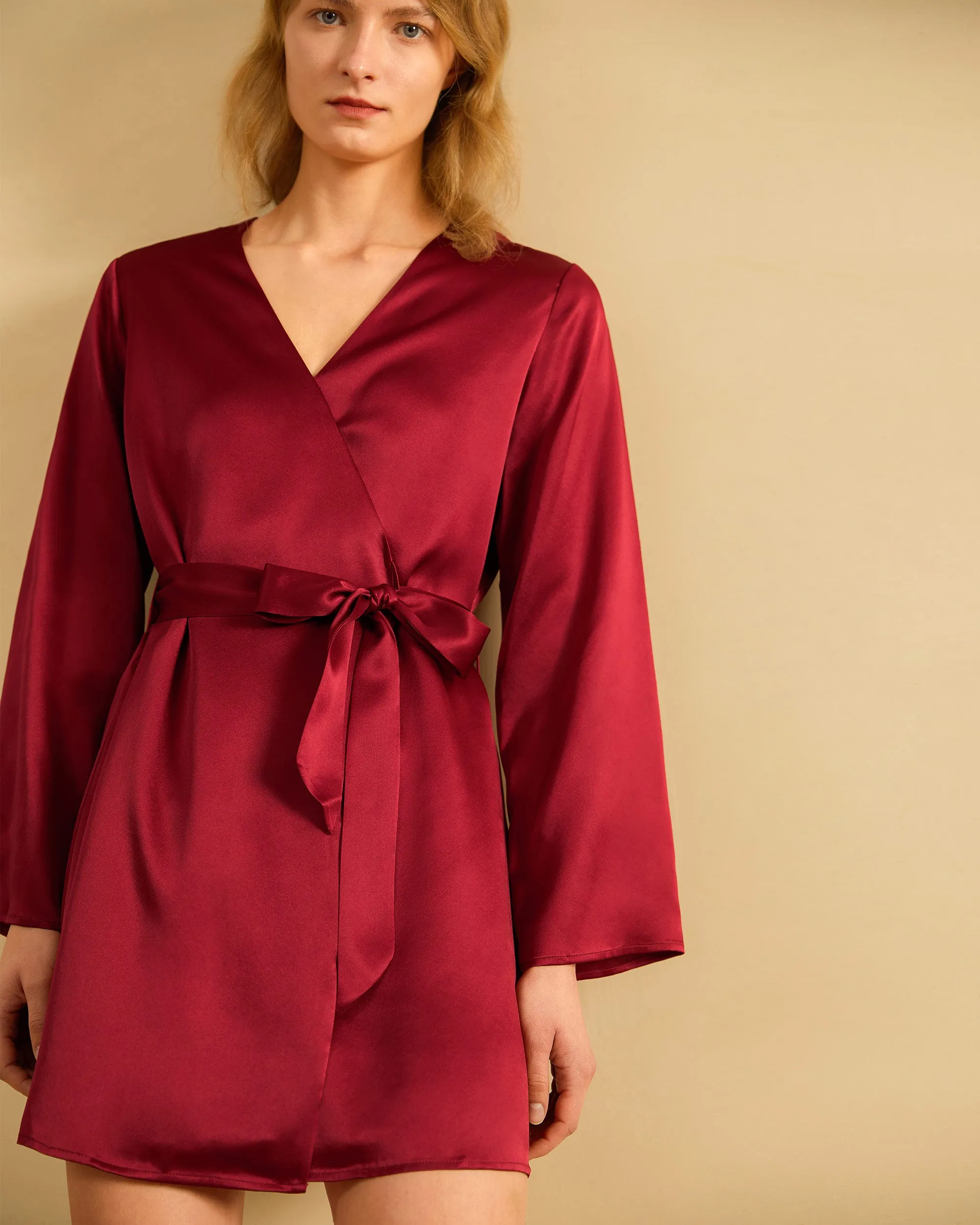 Clearance Loose Collarless Silk Robe