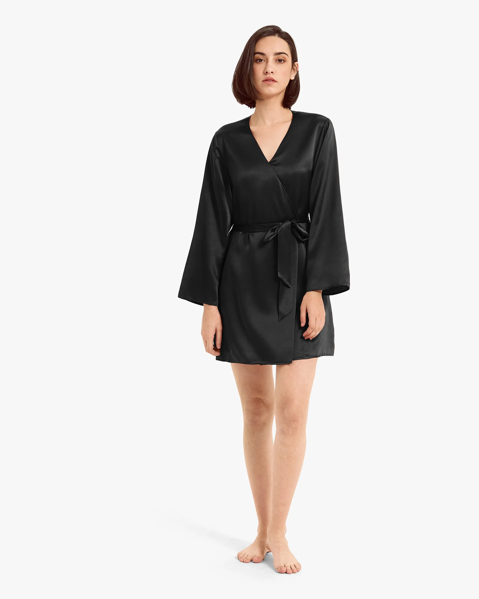 Clearance Loose Collarless Silk Robe