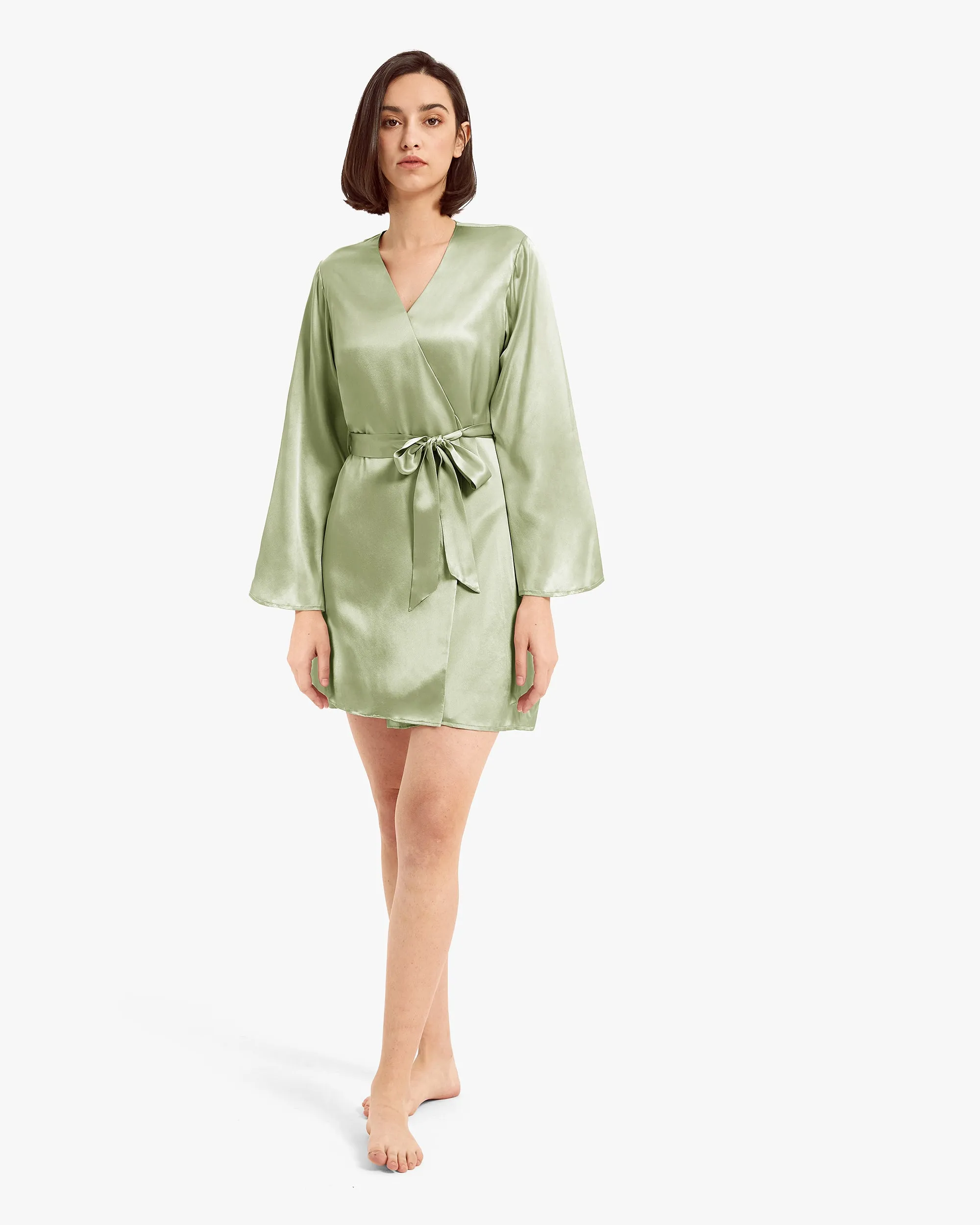 Clearance Loose Collarless Silk Robe