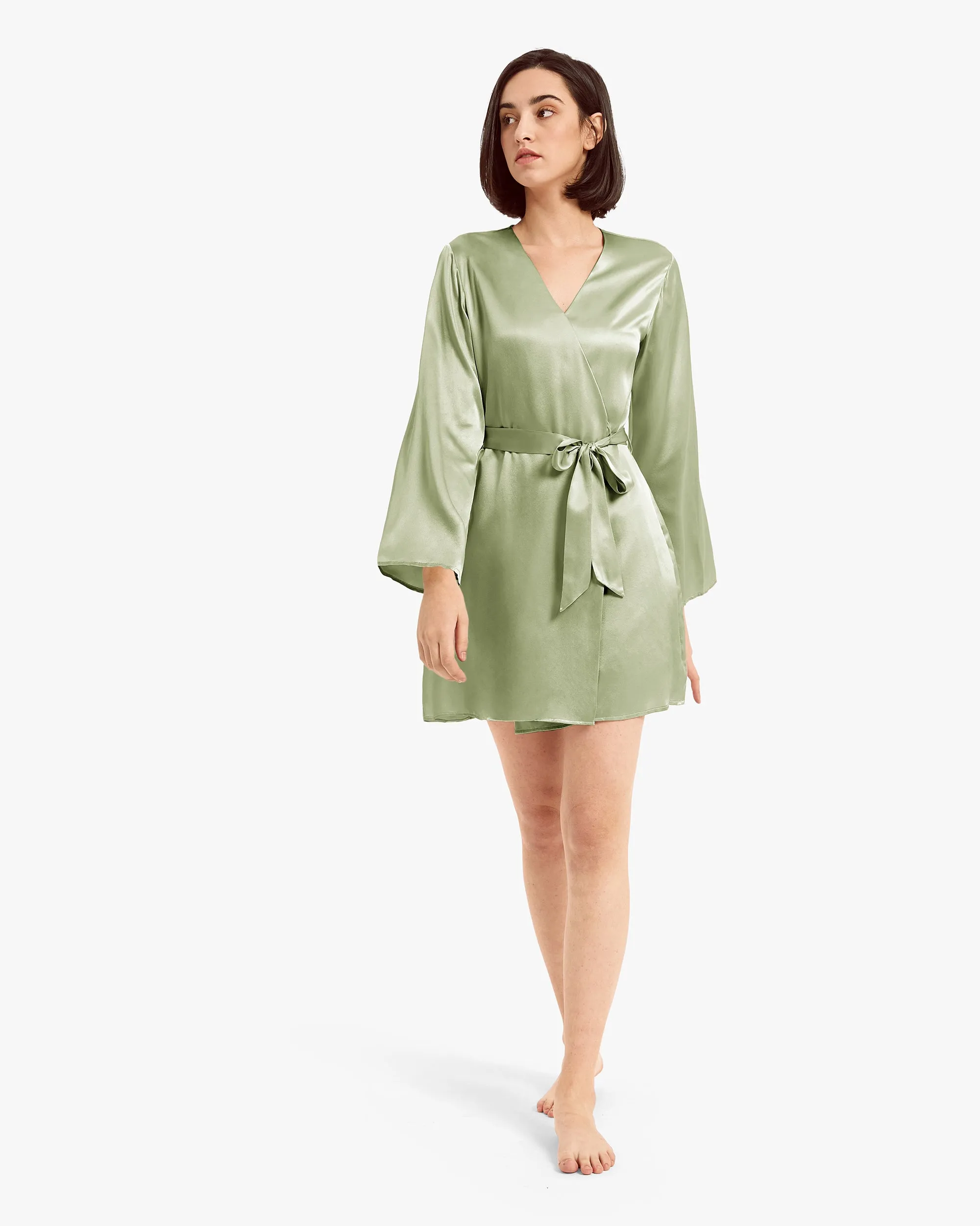 Clearance Loose Collarless Silk Robe