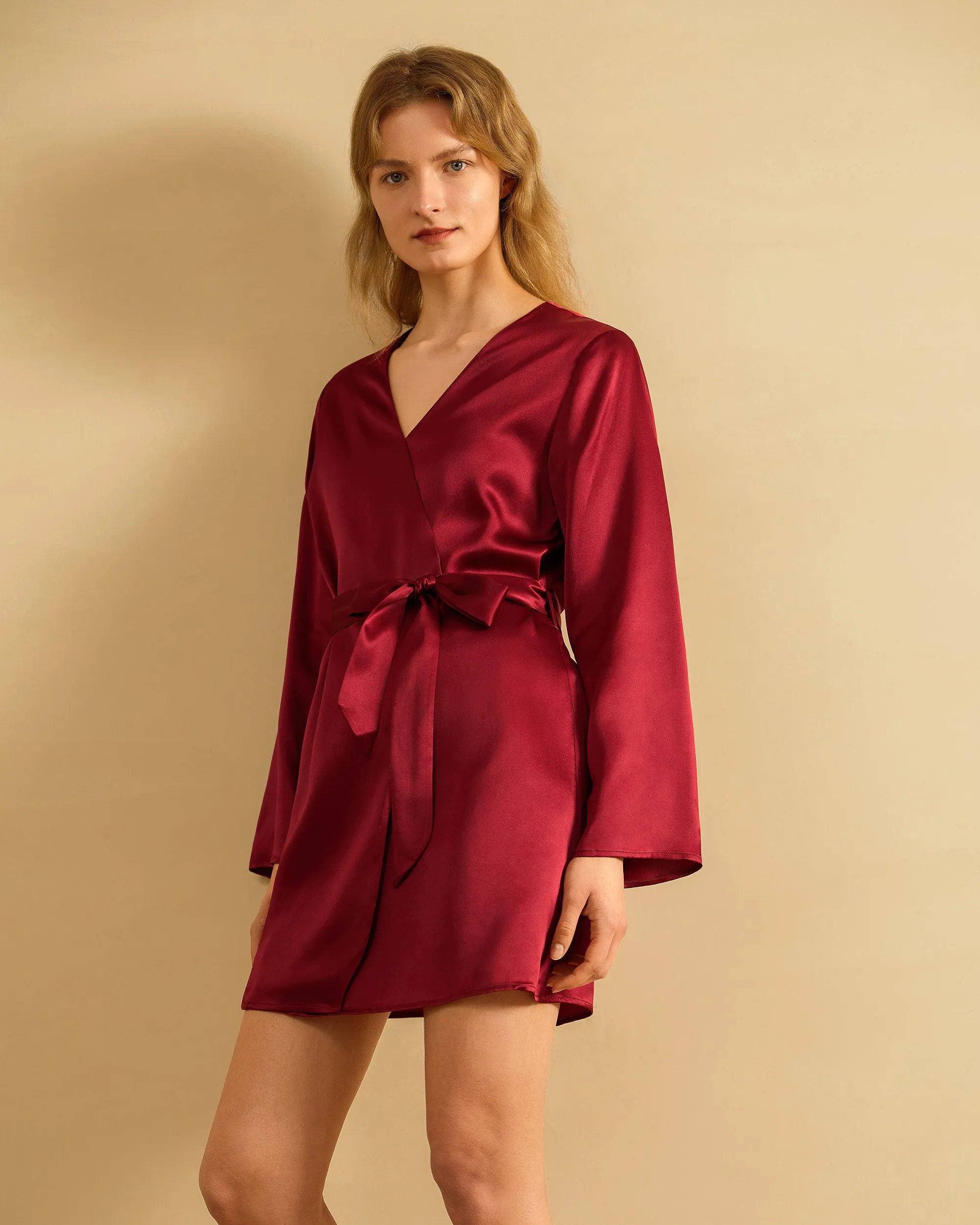 Clearance Loose Collarless Silk Robe