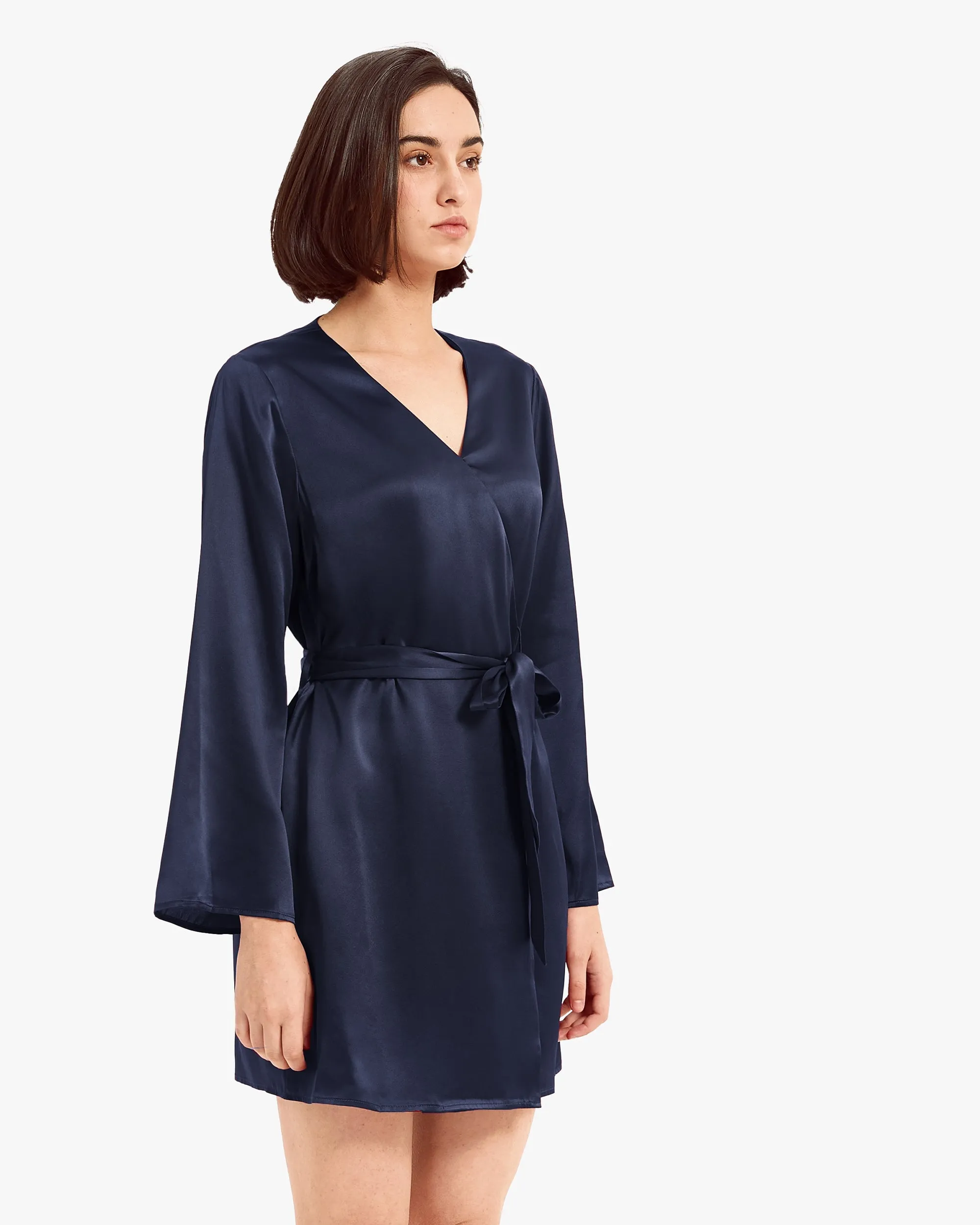 Clearance Loose Collarless Silk Robe