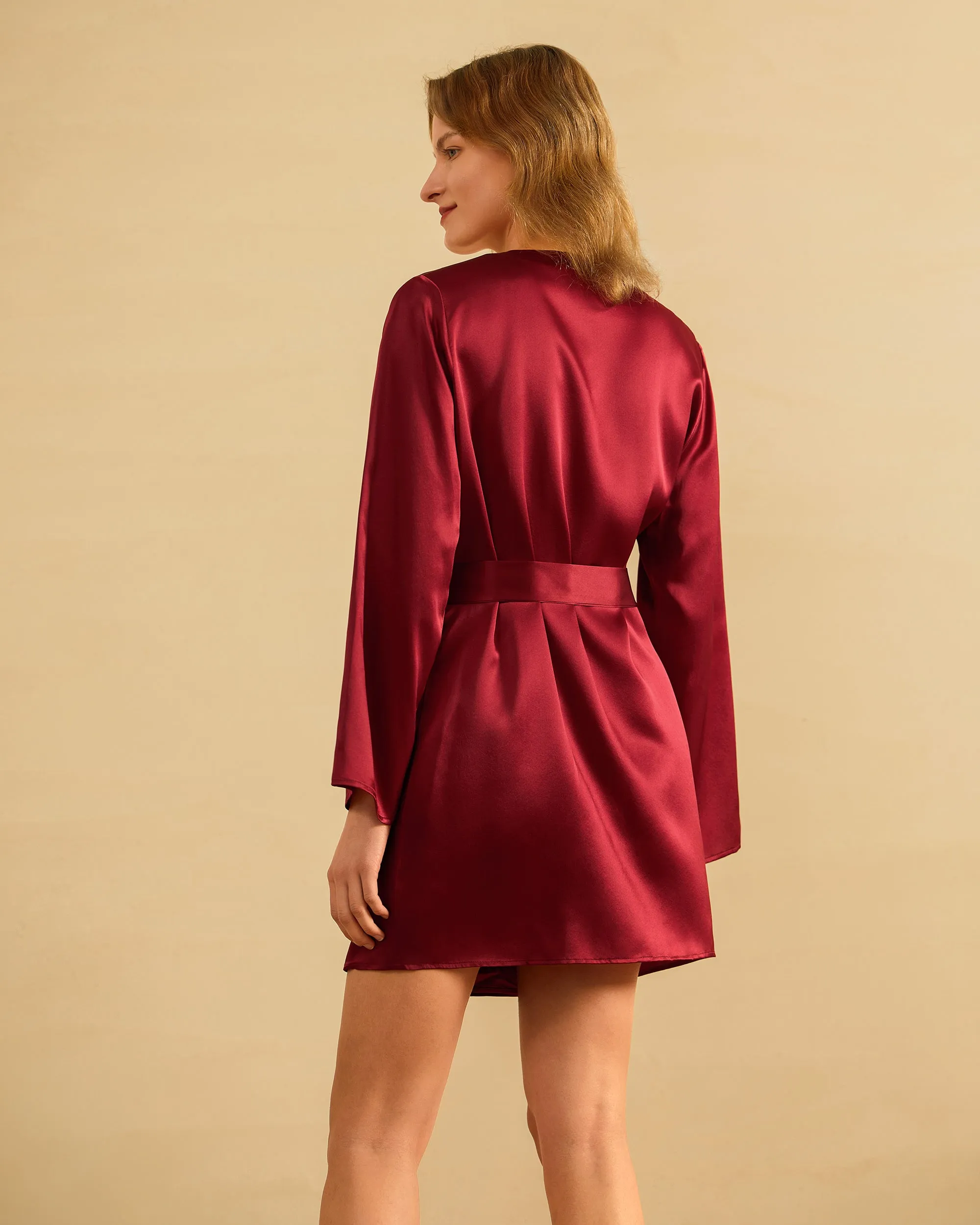 Clearance Loose Collarless Silk Robe