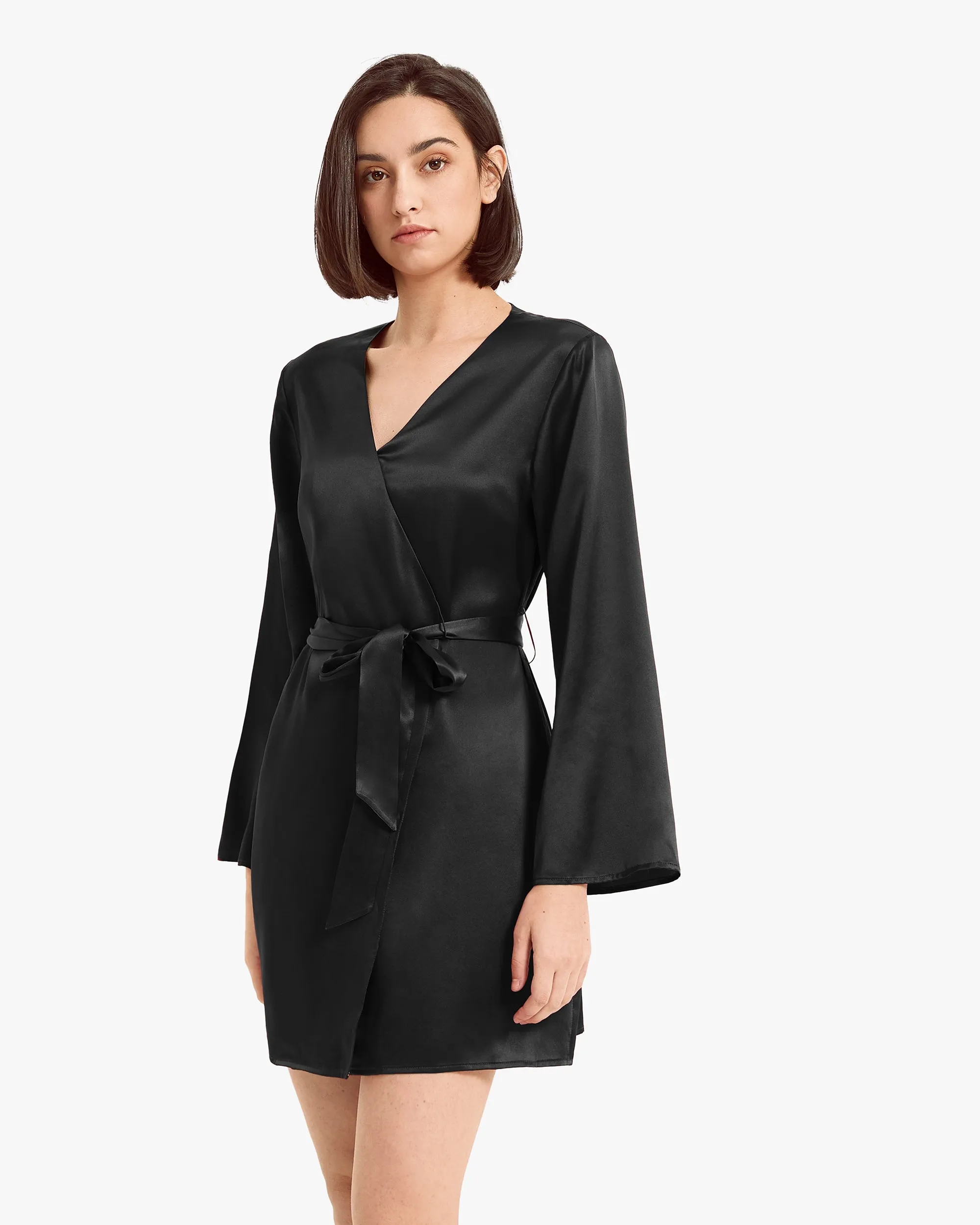 Clearance Loose Collarless Silk Robe