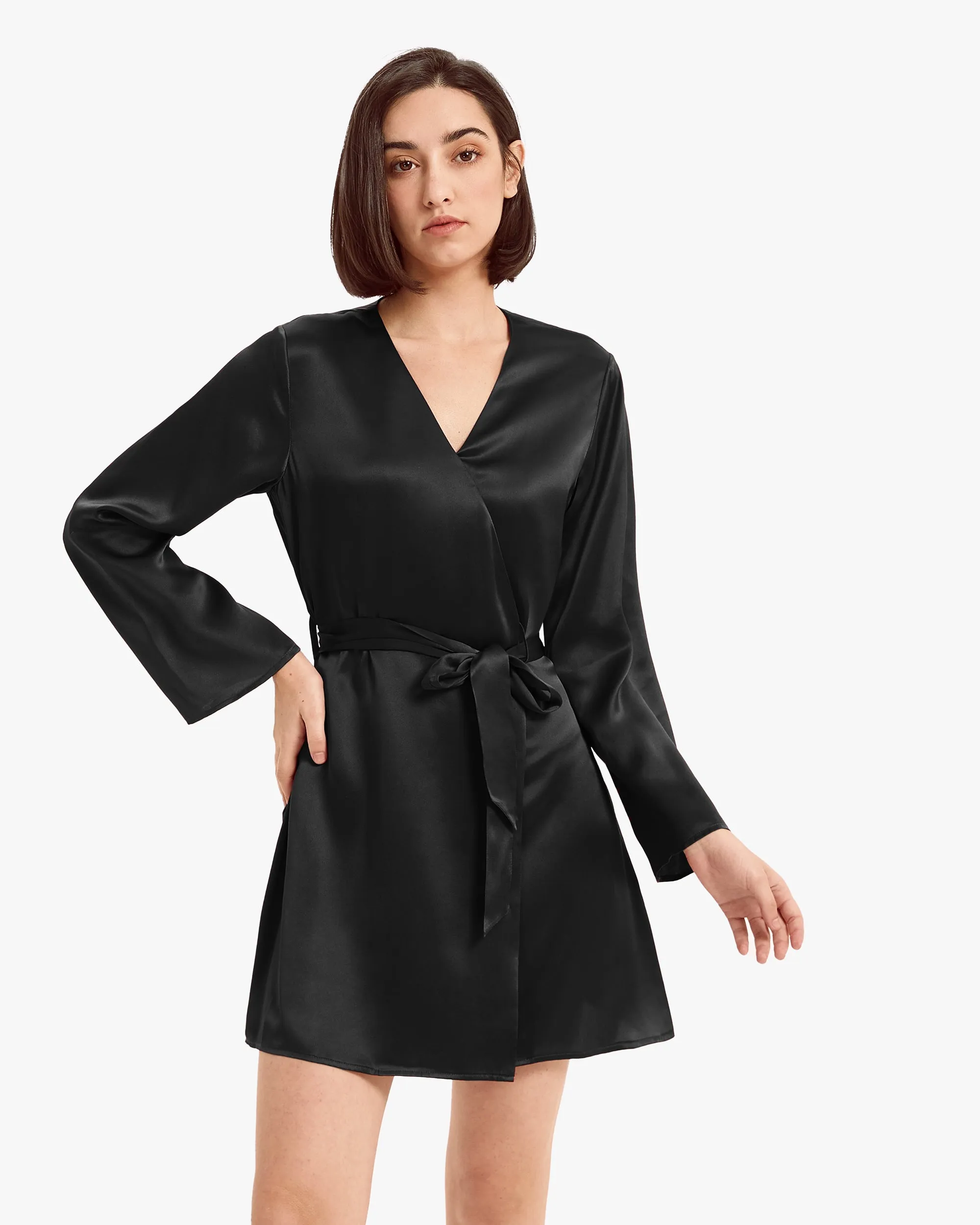 Clearance Loose Collarless Silk Robe