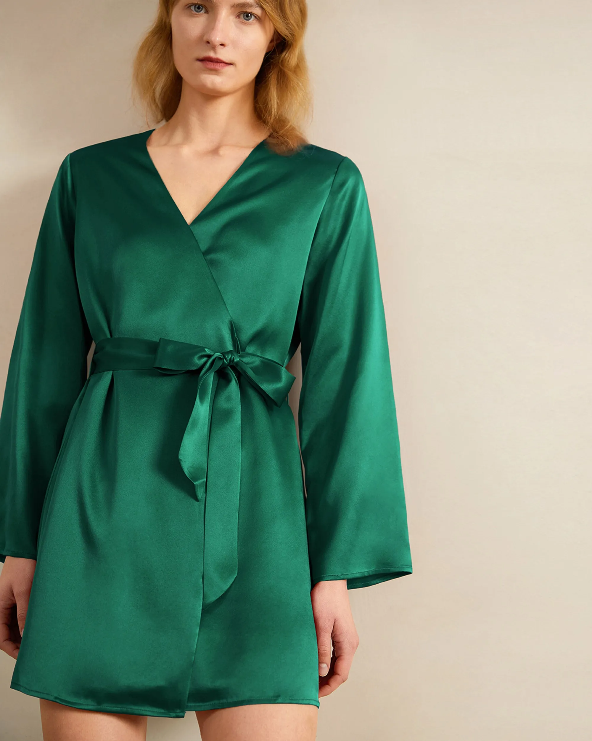 Clearance Loose Collarless Silk Robe