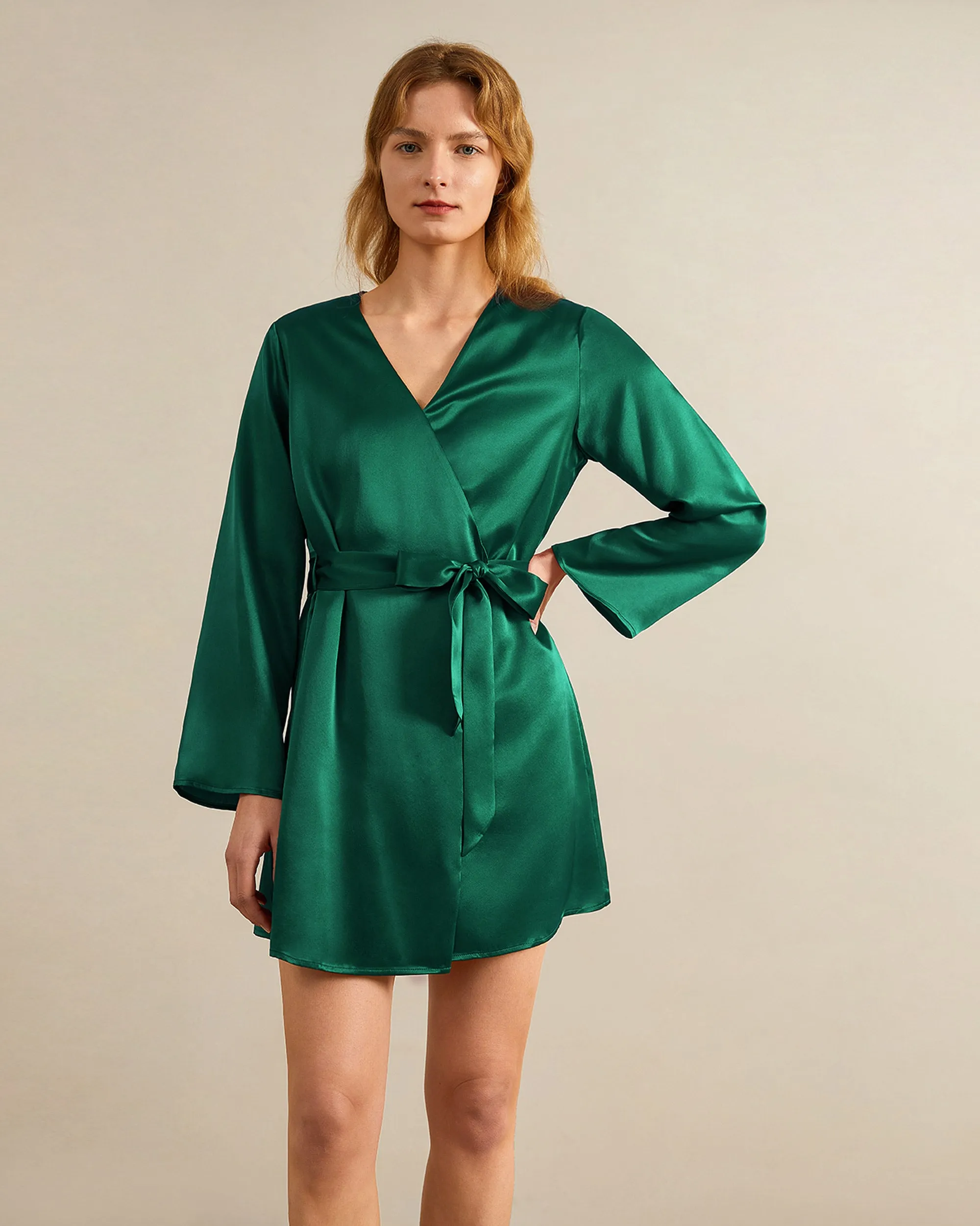 Clearance Loose Collarless Silk Robe