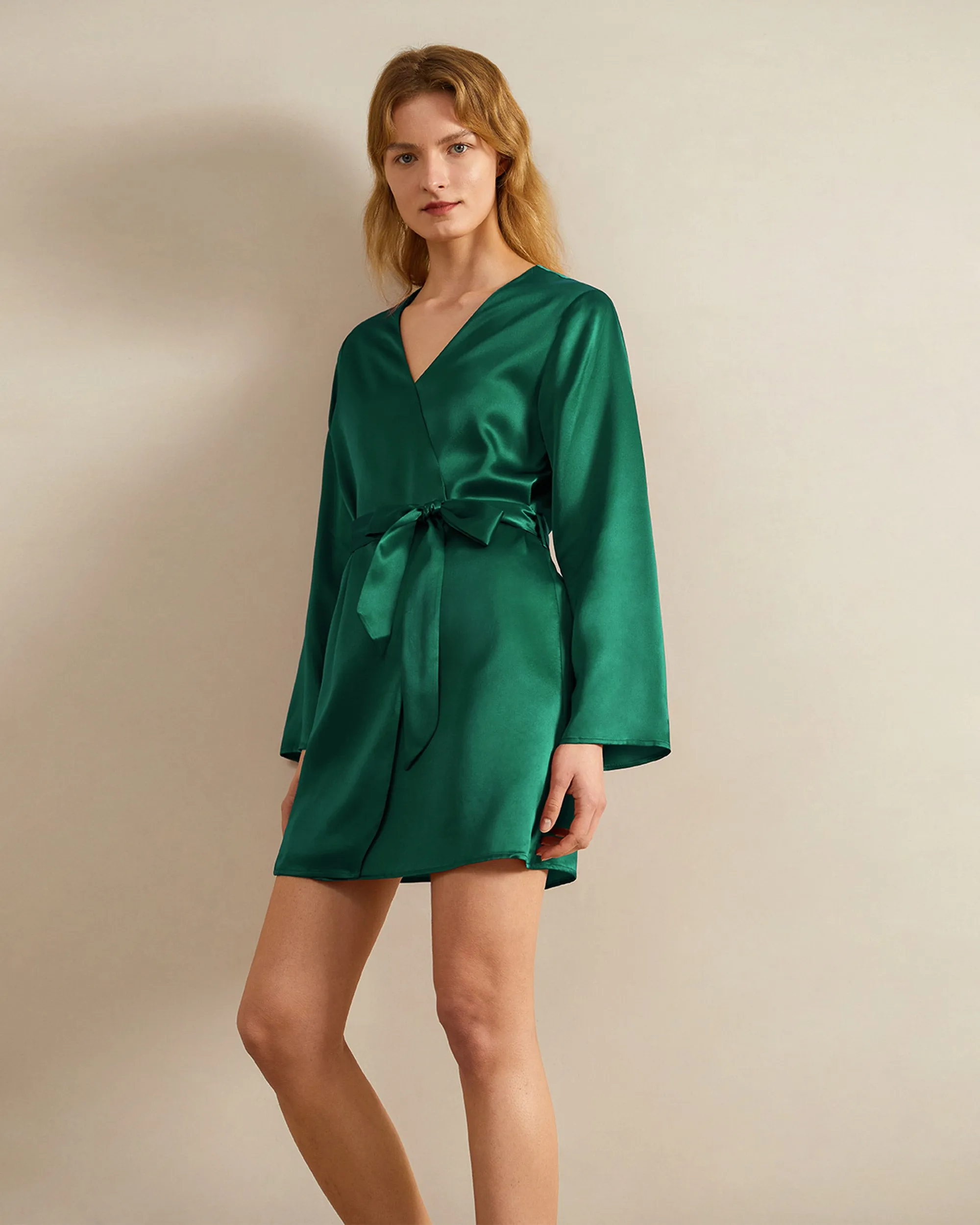 Clearance Loose Collarless Silk Robe