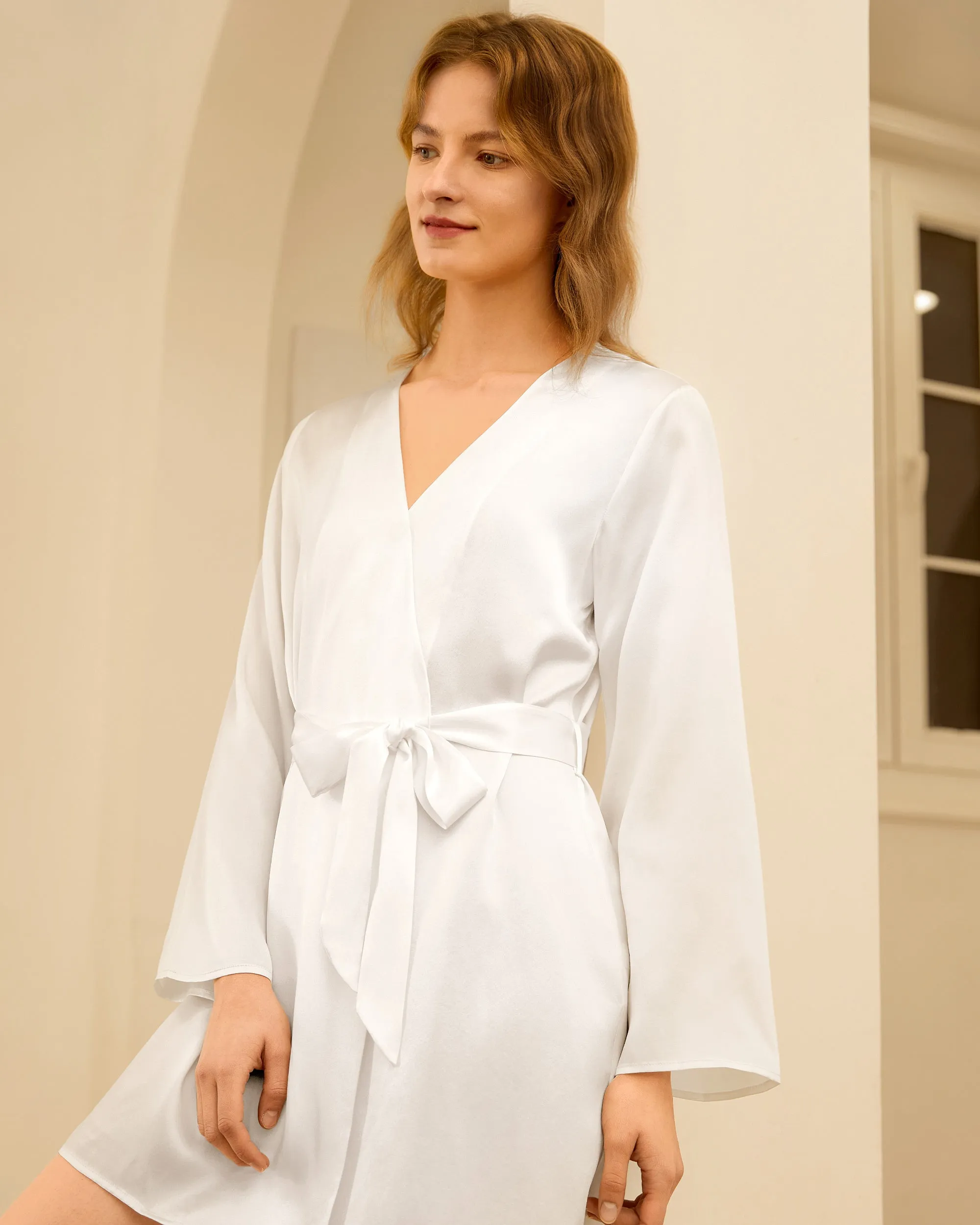 Clearance Loose Collarless Silk Robe