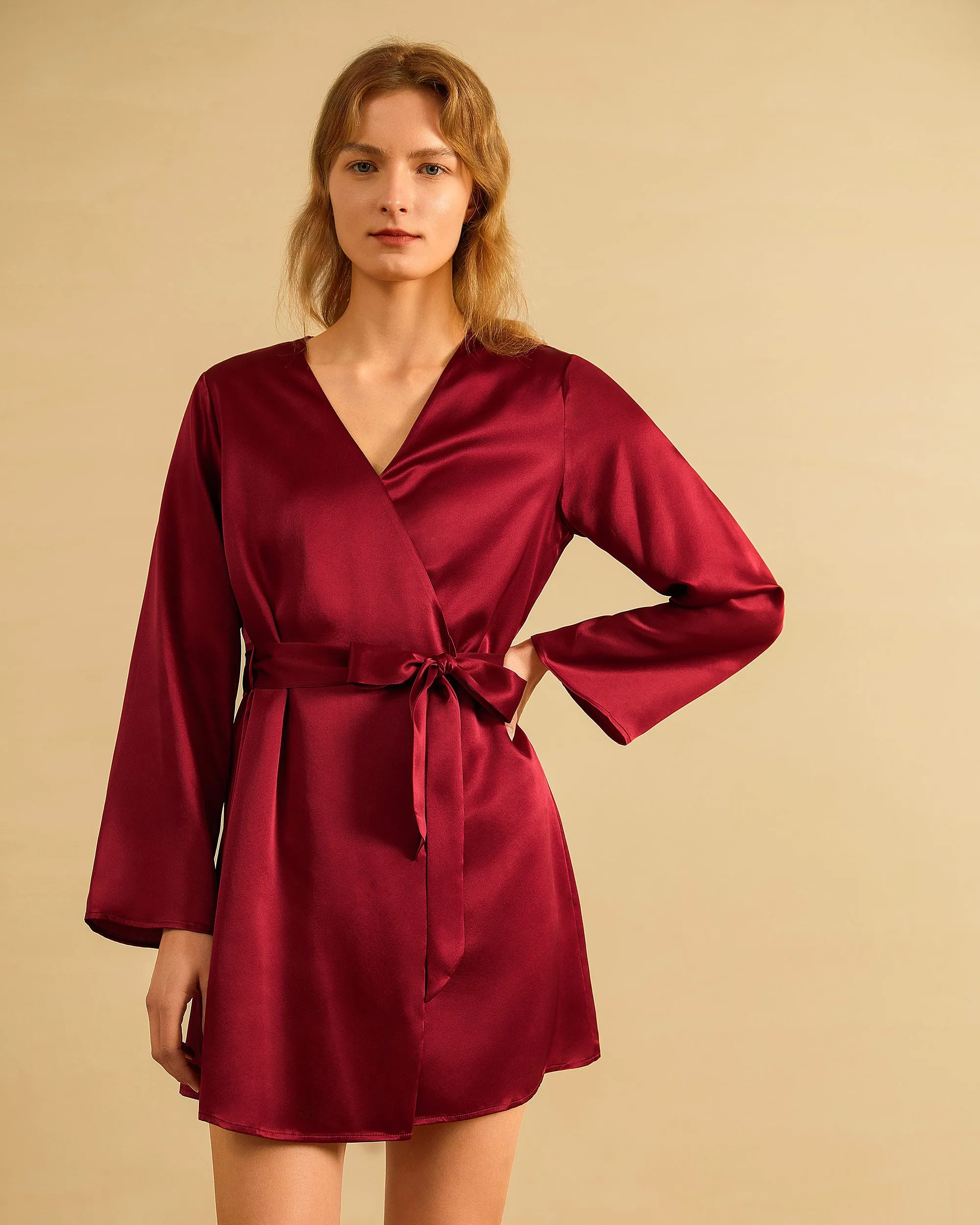 Clearance Loose Collarless Silk Robe