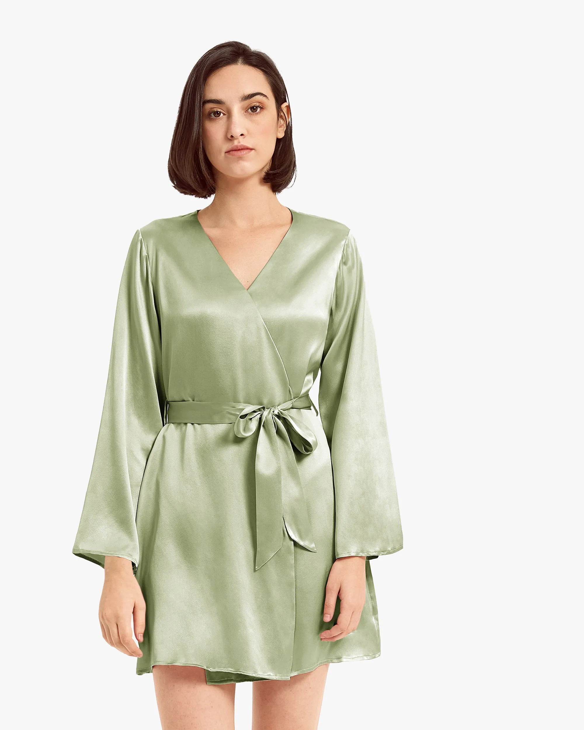 Clearance Loose Collarless Silk Robe