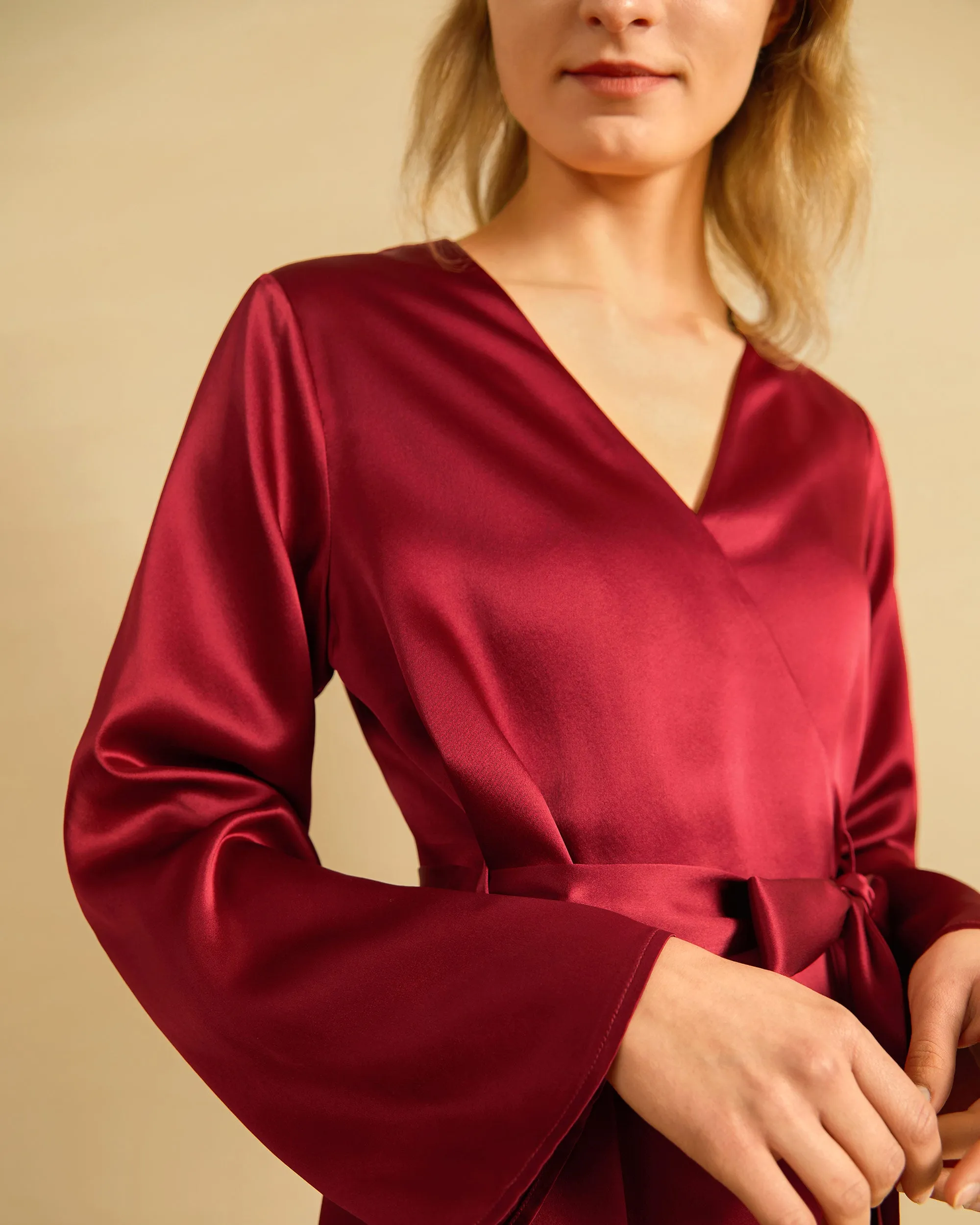 Clearance Loose Collarless Silk Robe