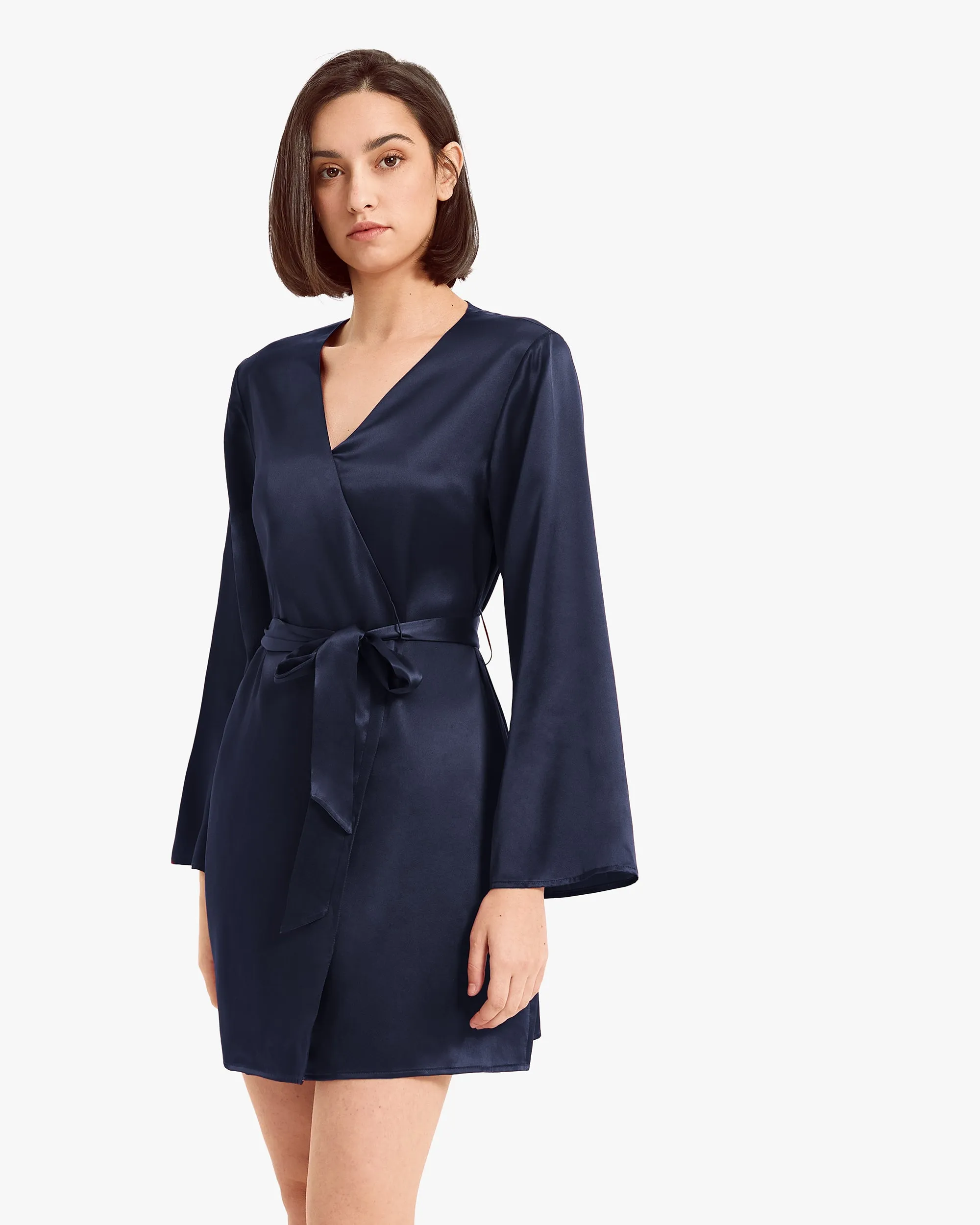 Clearance Loose Collarless Silk Robe