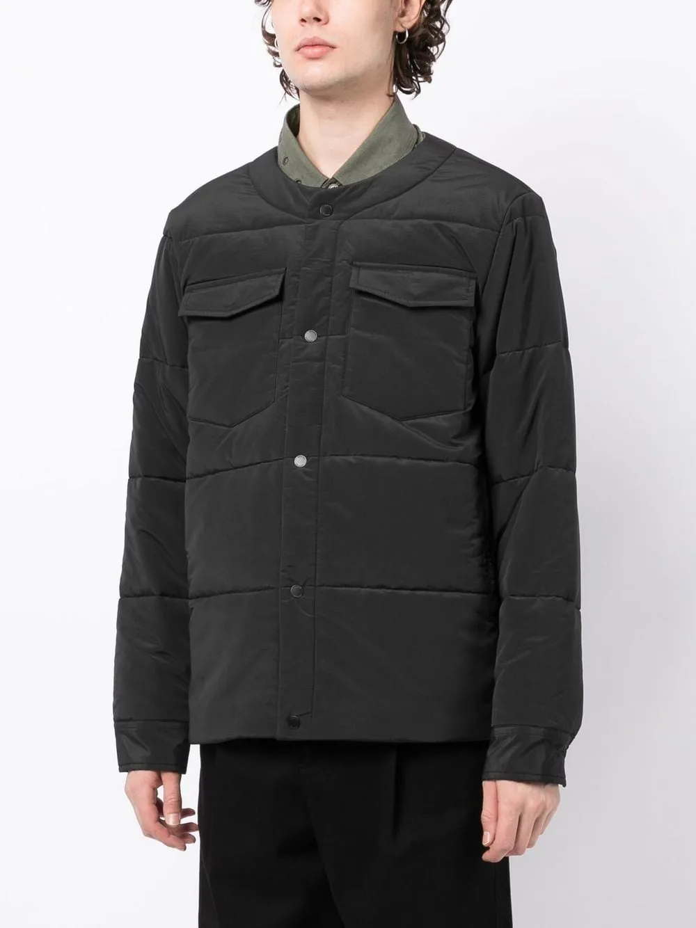 Collarless Padded Jacket