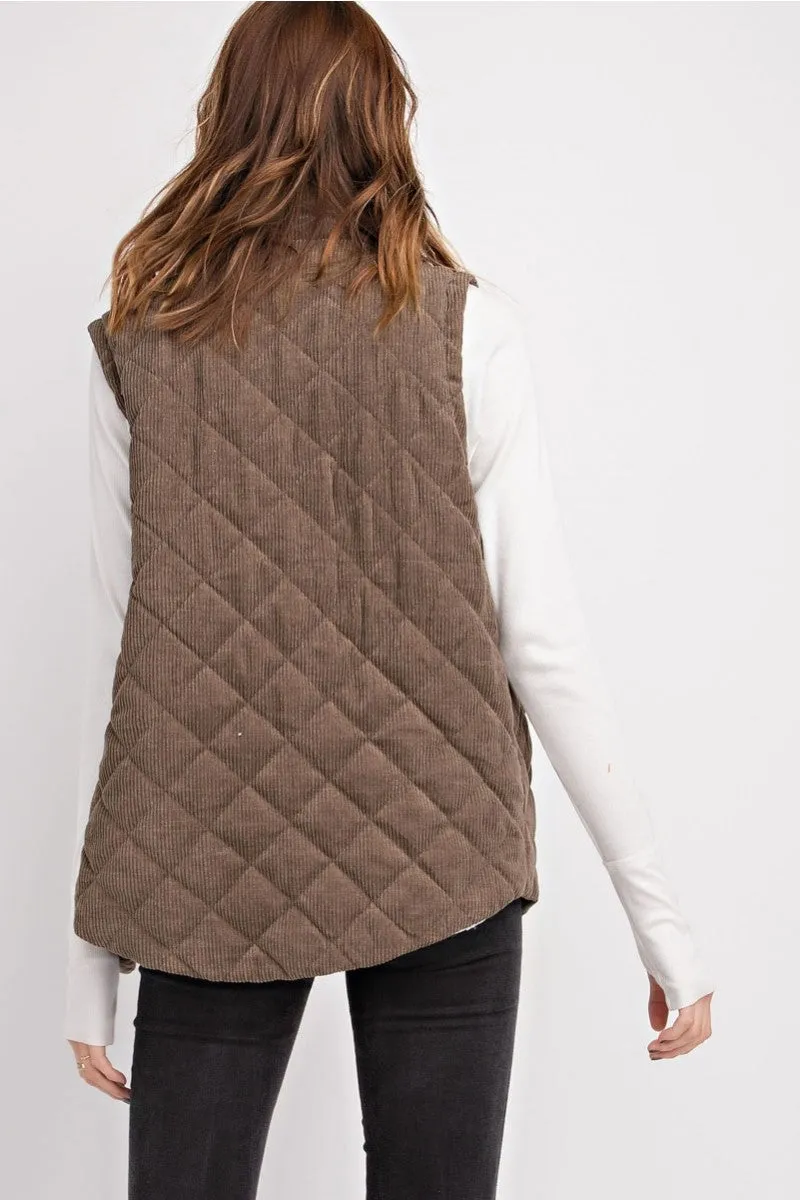 Corduroy Fall Vest in Olive