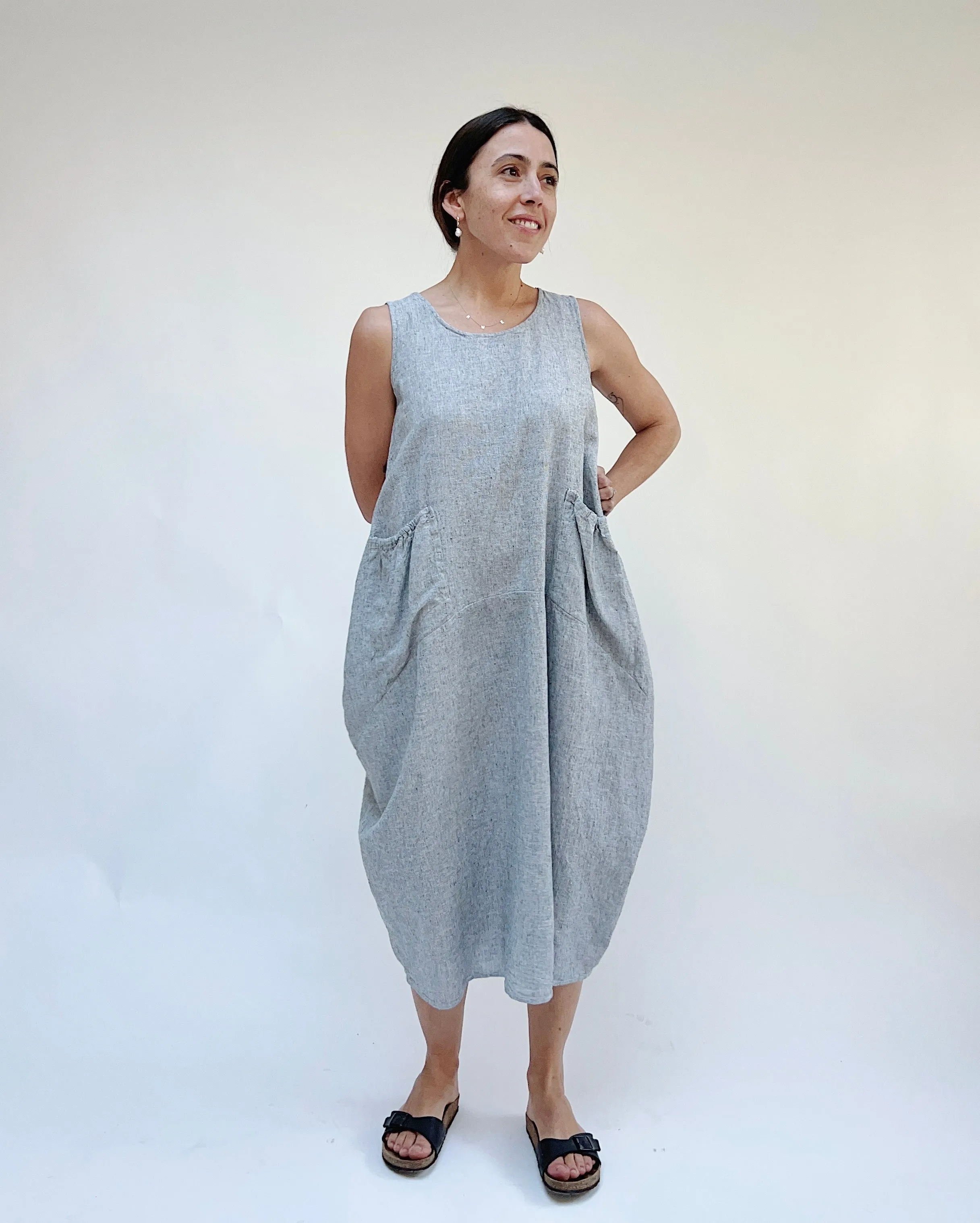 Cut Loose | Crosshatch Pocket Dress in Grey