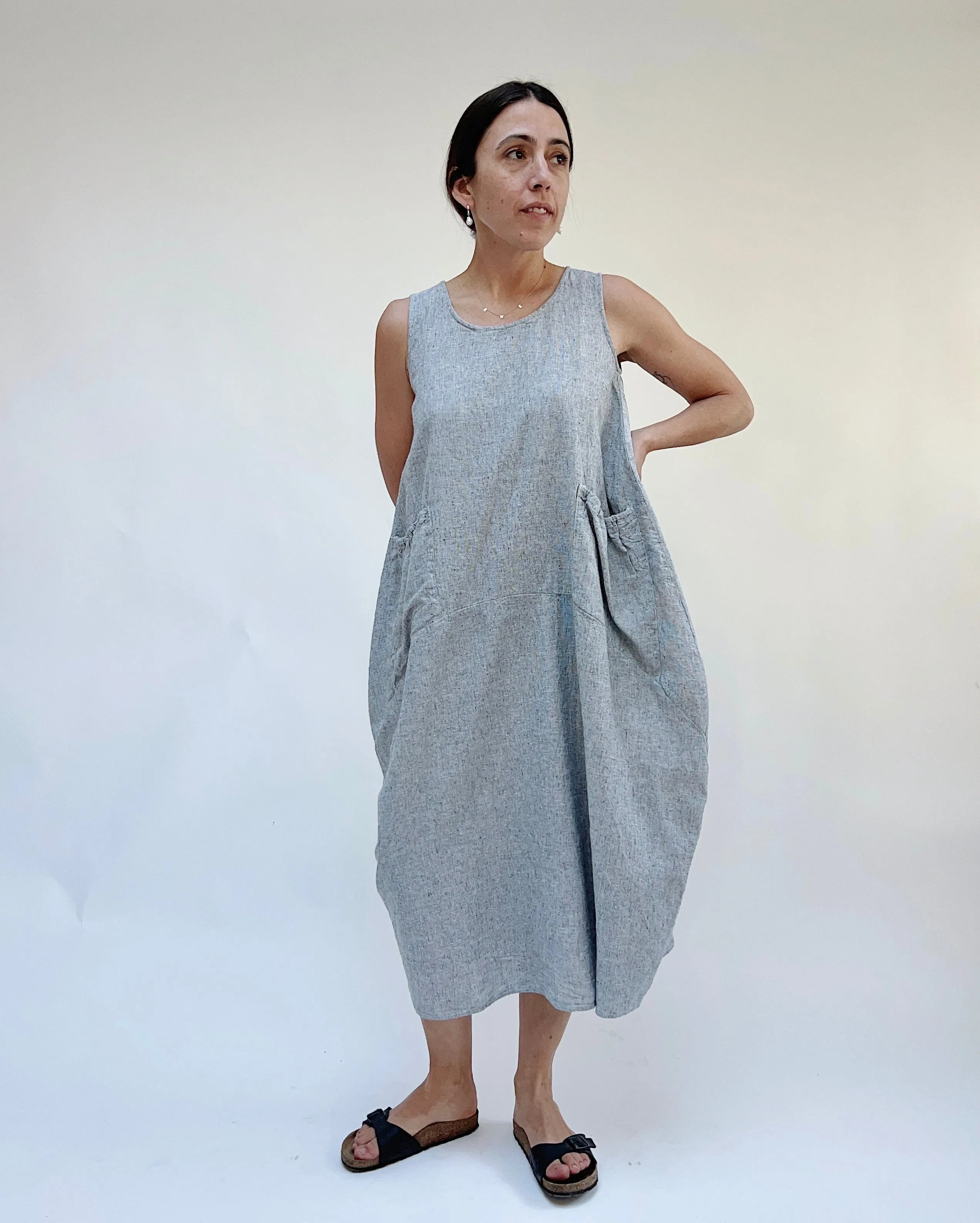 Cut Loose | Crosshatch Pocket Dress in Grey