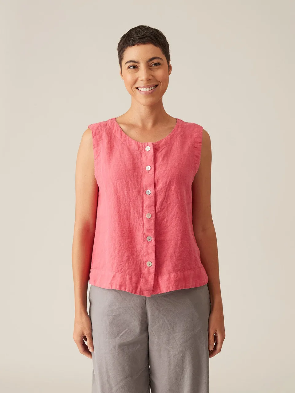 Cut Loose - Solid Linen Vest- Salmon