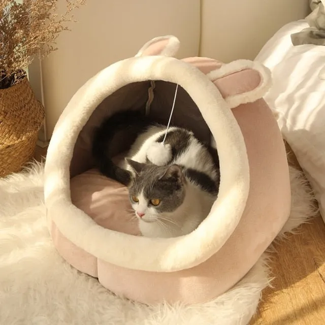 Cute Cat Warm Bed Cozy Kitten Lounger Small Dog Mat