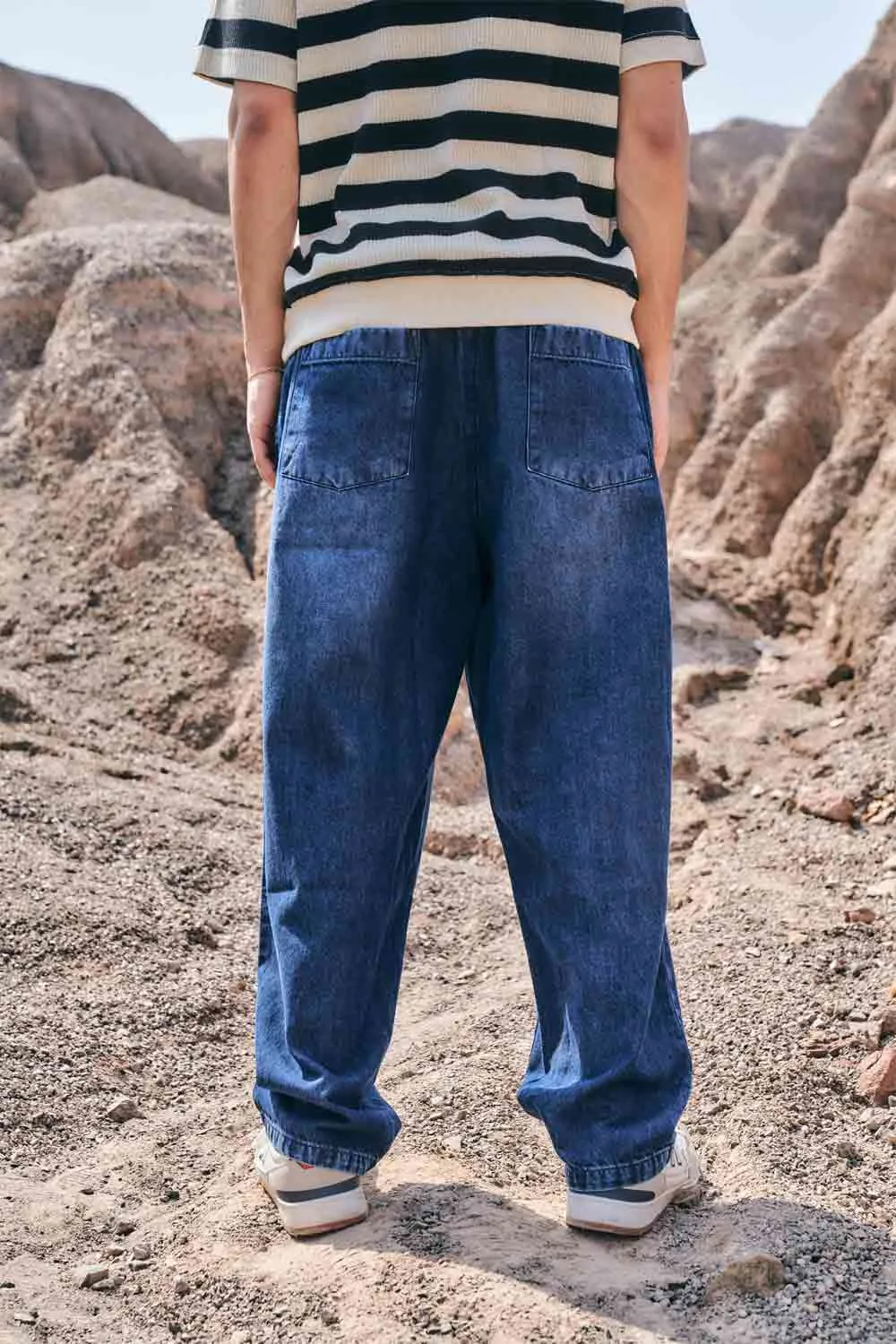 Dark Blue Loose Fit Baggy Jeans