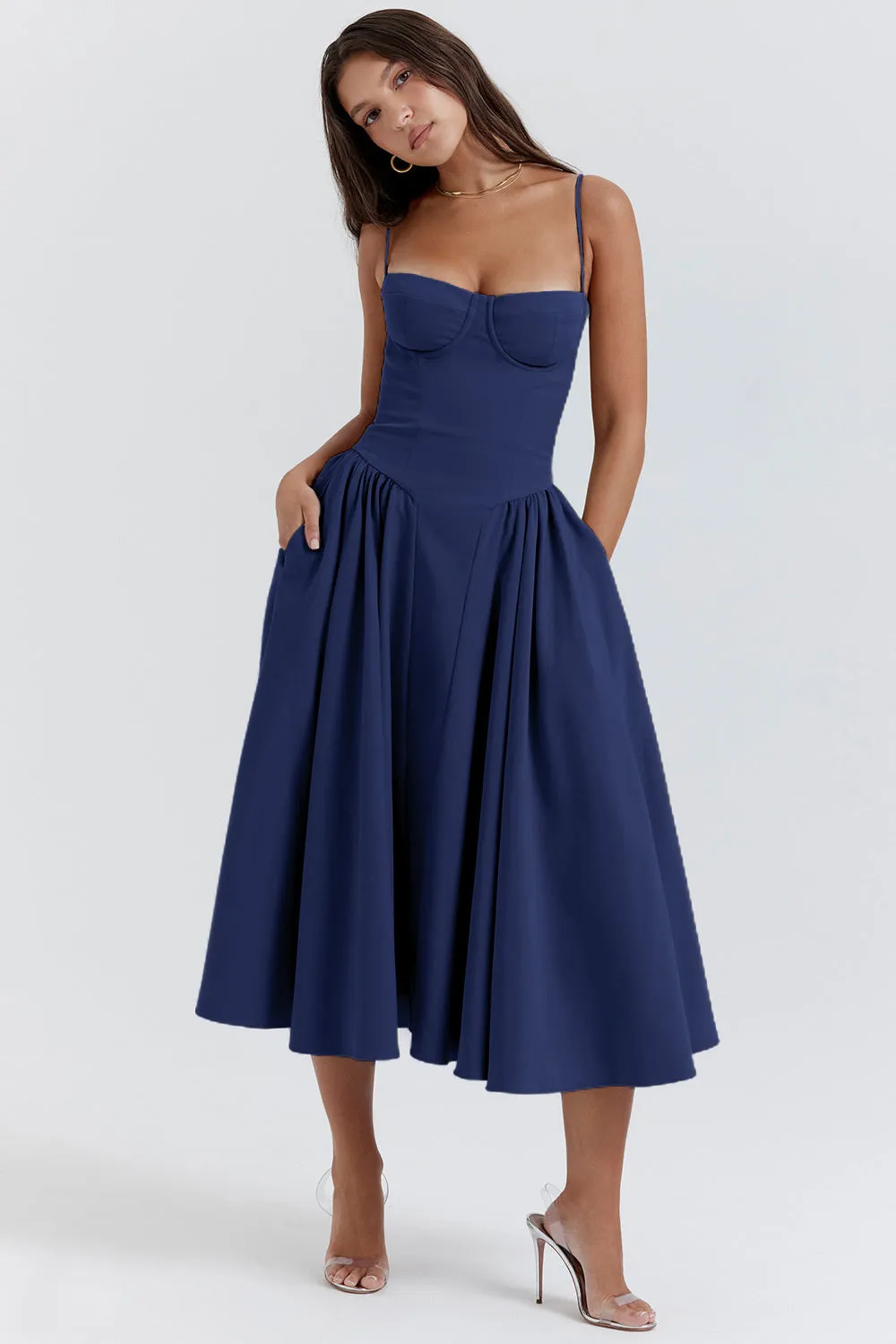 Edith Spaghetti Strap A-line Loose Midi Dress